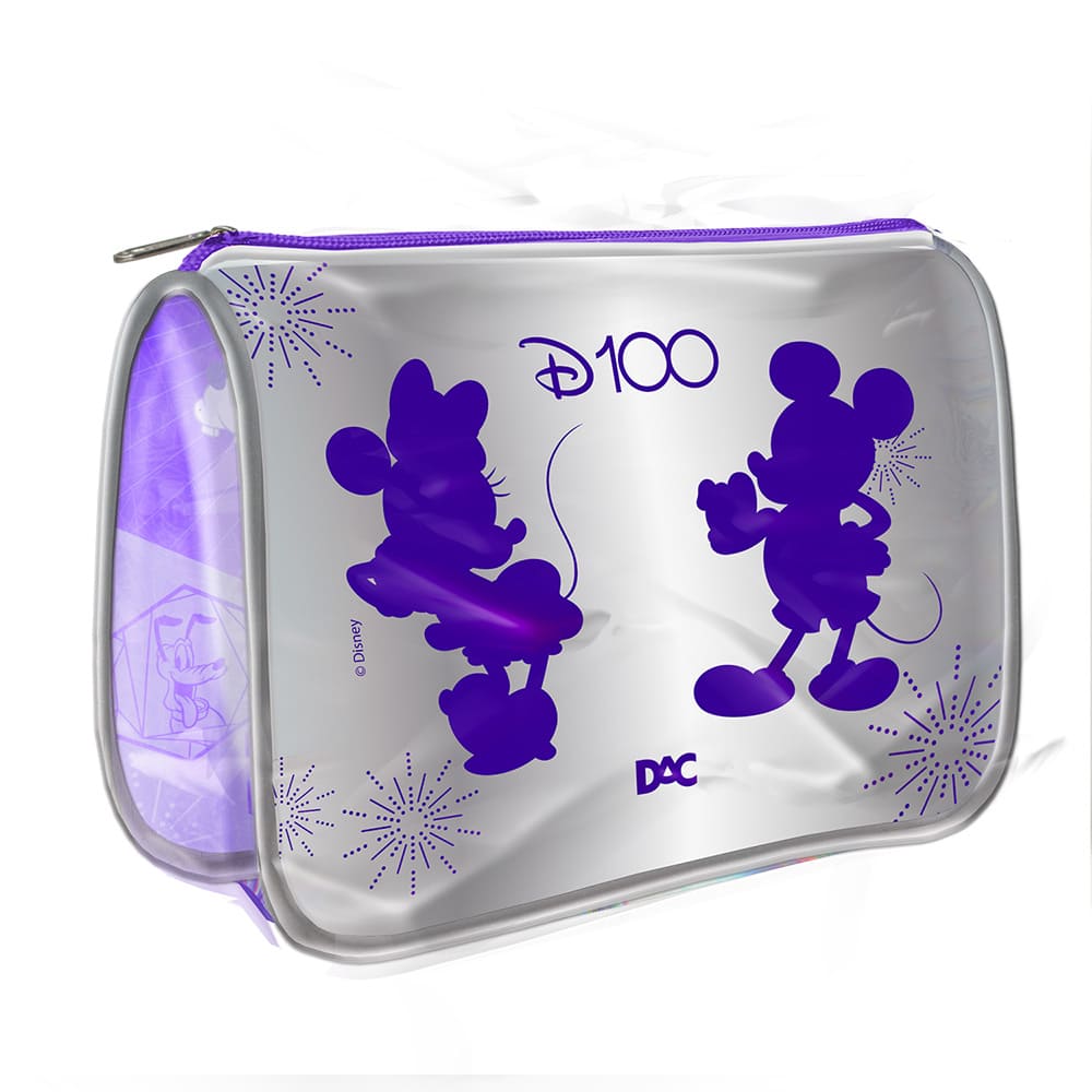 Estojo Escolar Grande Formato Canoa Disney 100 Coleção Especial em PVC Cristal com Zíper