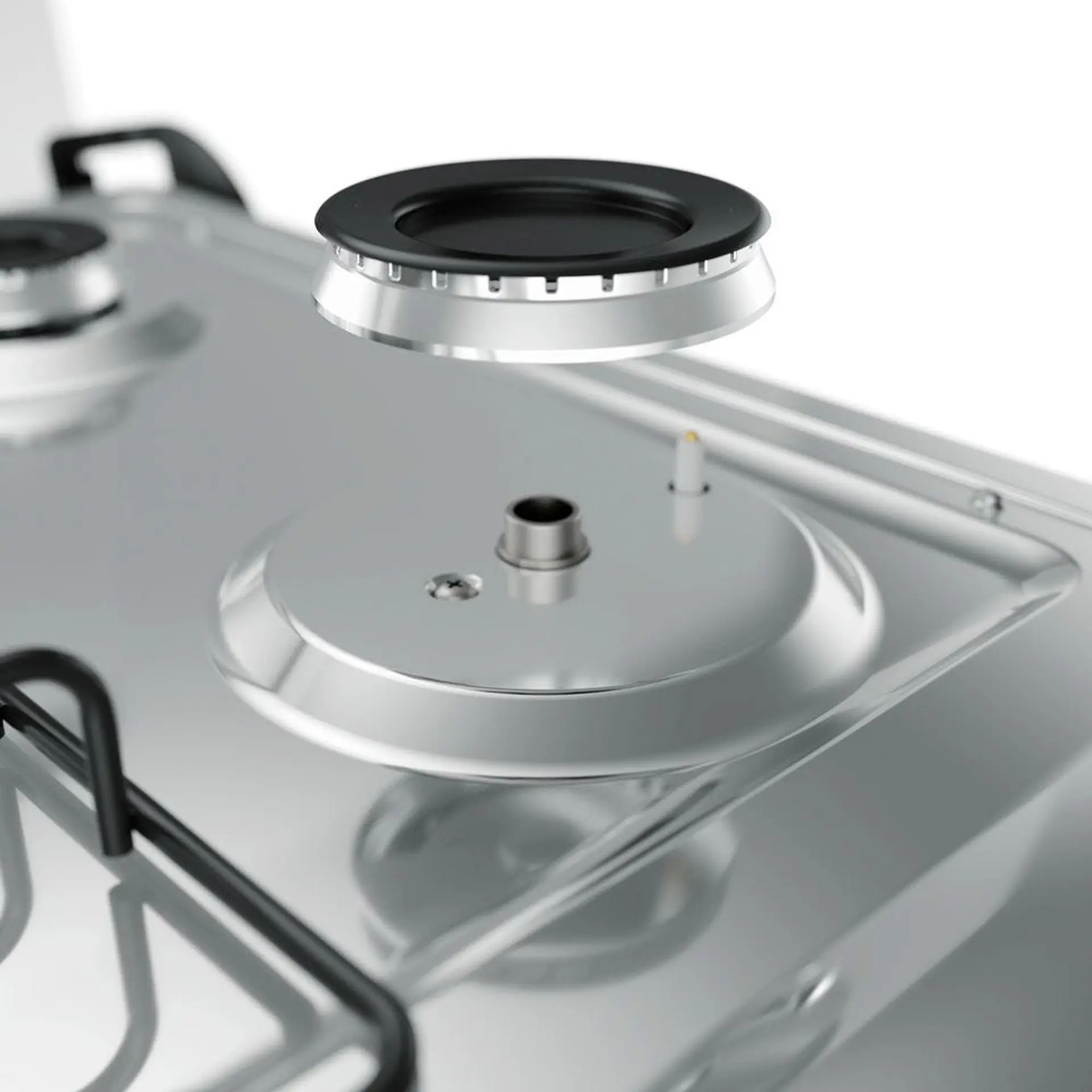 Fogão Mueller 5 Bocas Decorato G3 Automático Mesa de Inox Tripla Chama - Preto E Branco