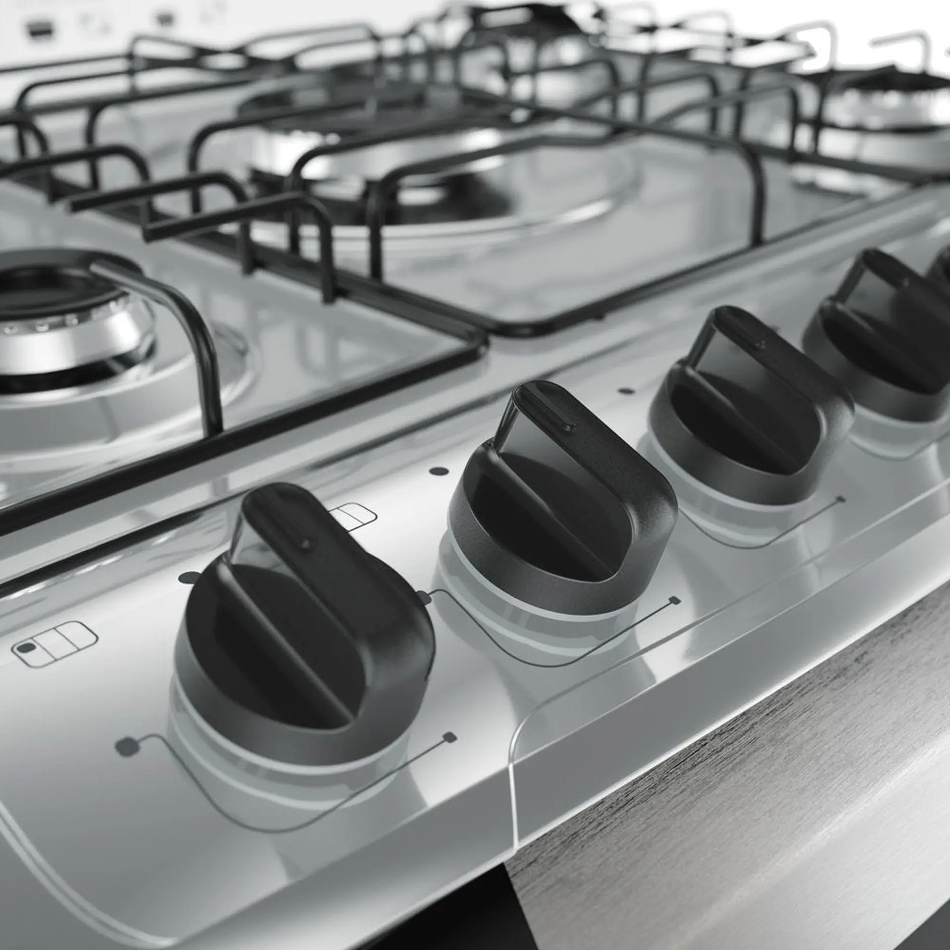 Fogão Mueller 5 Bocas Decorato G3 Automático Mesa de Inox Tripla Chama - Preto E Branco