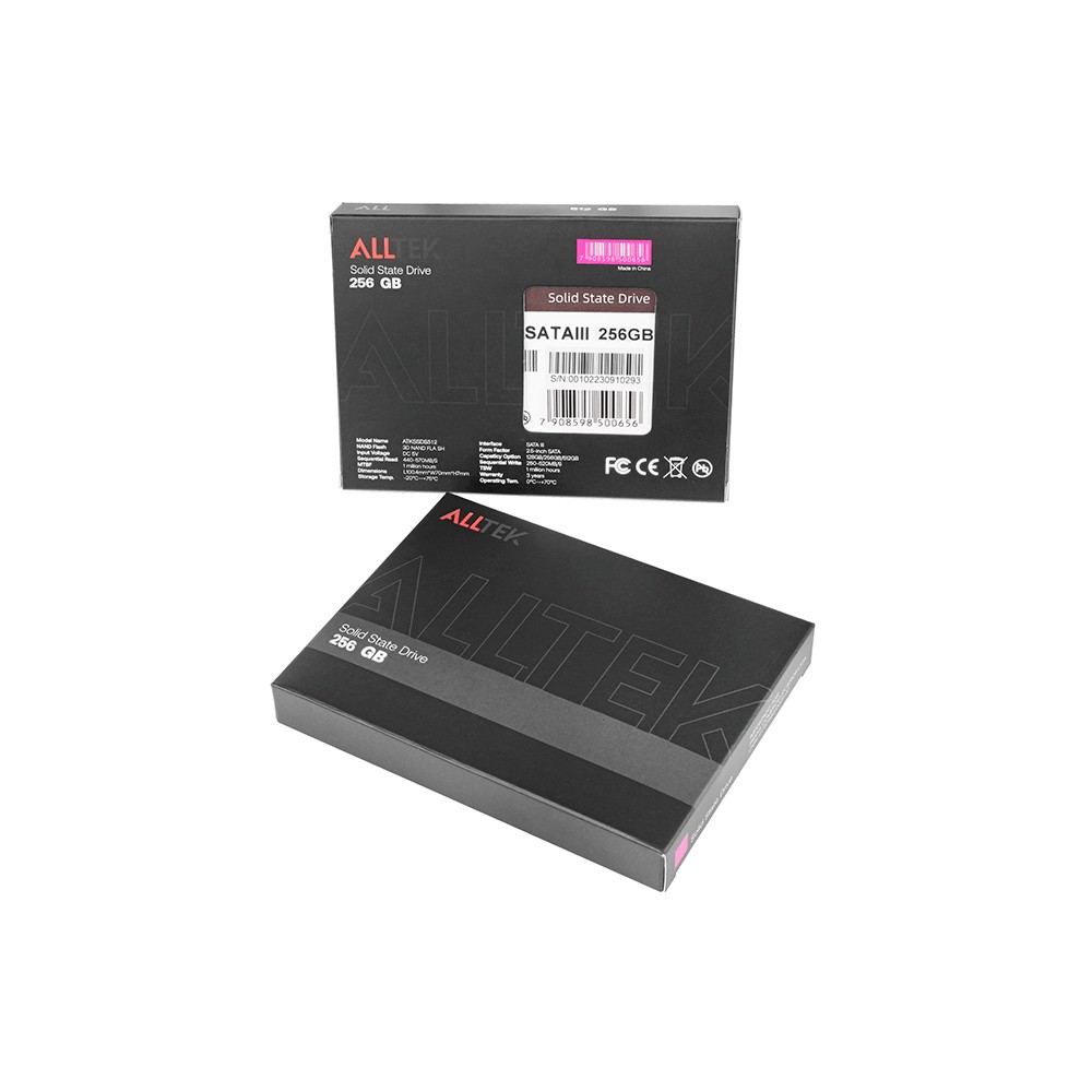 SSD 256GB Sata 3 2,5" Alltek ATKSSDS Leitura 520Mbps Gravação 570Mbps