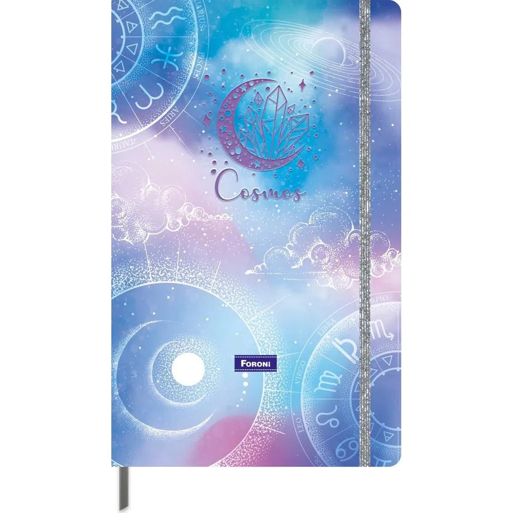 Caderno Pontilhado Foroni Cosmos Capa Dura 80 Folhas com Elástico Sortido