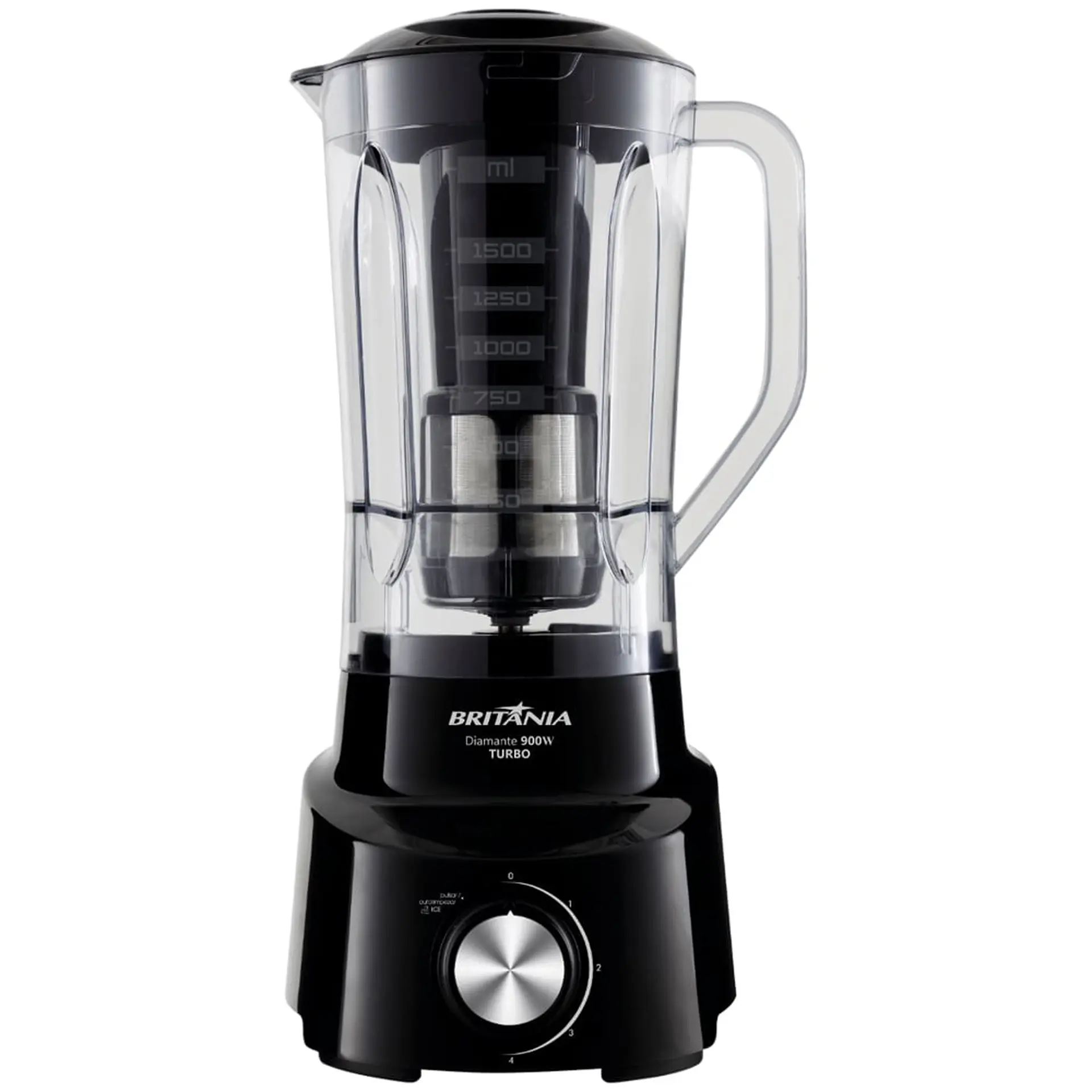 Liquidificador Britânia Diamante 800 4 Velocidades 2,6L 1050W com Filtro - Preto - 110 Volts