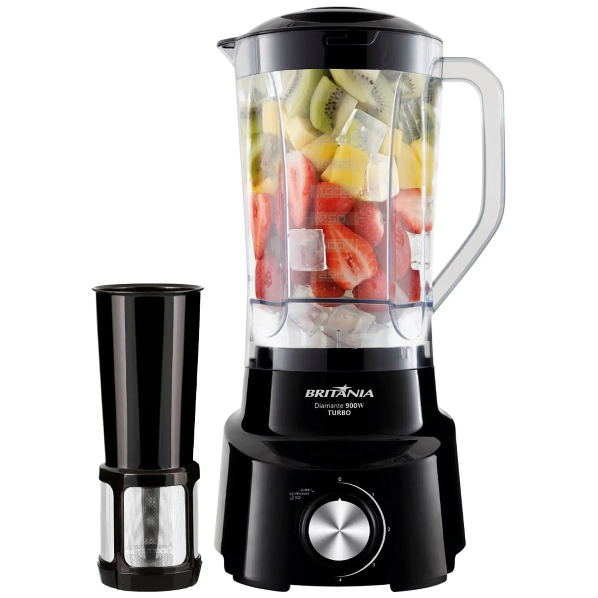 Liquidificador Britânia Diamante 800 4 Velocidades 2,6L 1050W com Filtro - Preto - 110 Volts