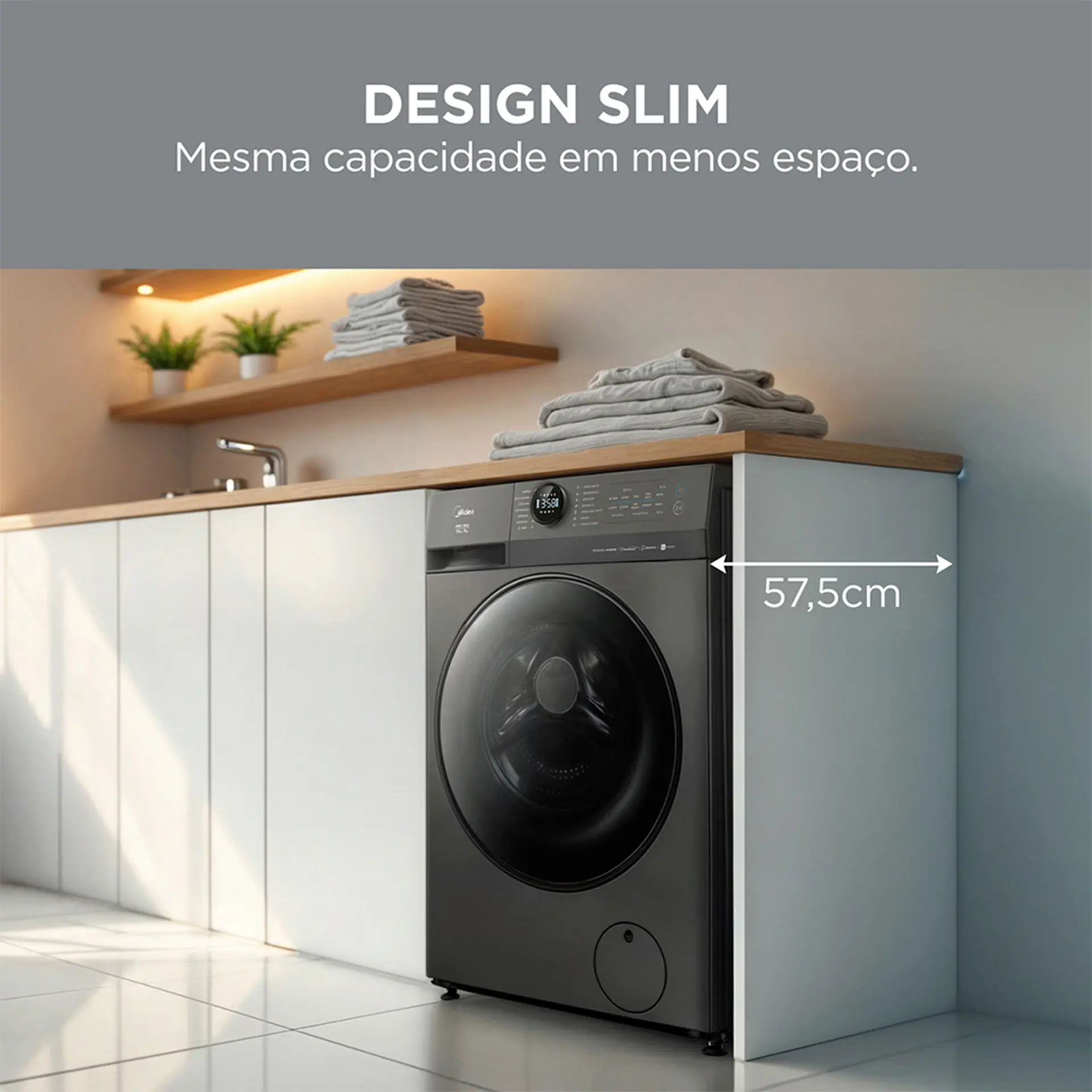 Lava e Seca Midea Slim HealthGuard 11kg MF201D110WB/GK-0 - Titanium - 110 Volts