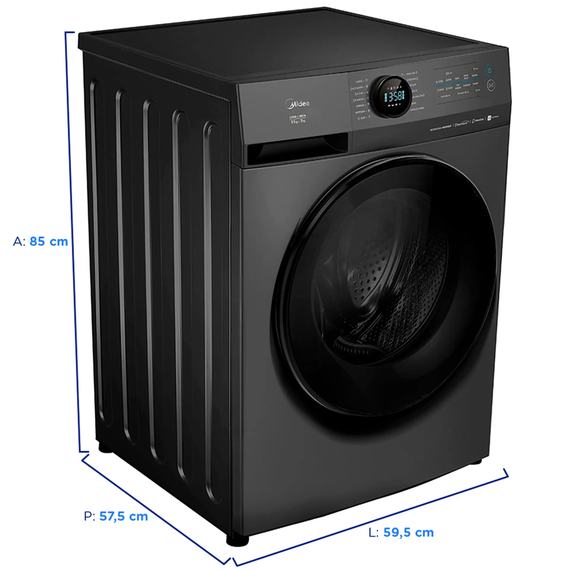 Lava e Seca Midea Slim HealthGuard 11kg MF201D110WB/GK-0 - Titanium - 110 Volts