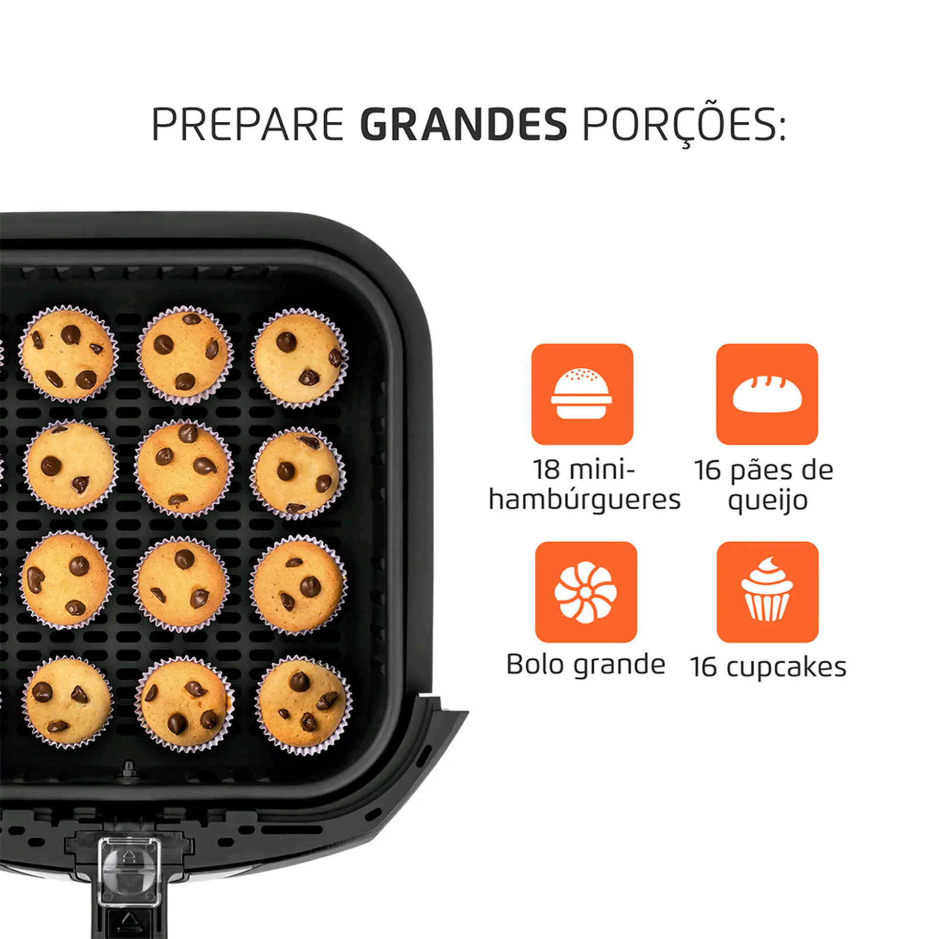 Fritadeira Elétrica Air Fryer Mondial AFN-60-BI 6L 1900W - Preto/Inox - 110 Volts