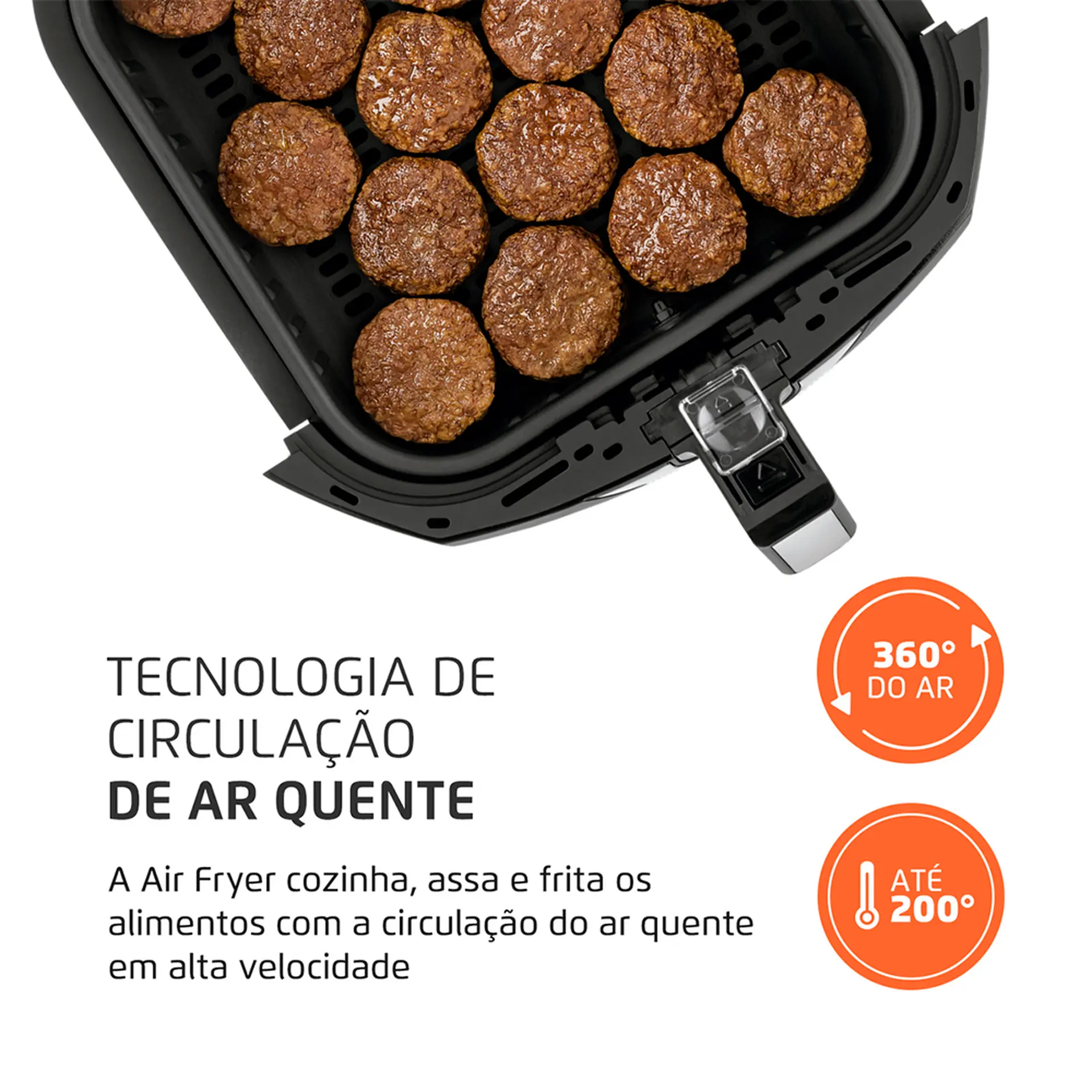 Fritadeira Elétrica Air Fryer Mondial AFN-60-BI 6L 1900W - Preto/Inox - 110 Volts