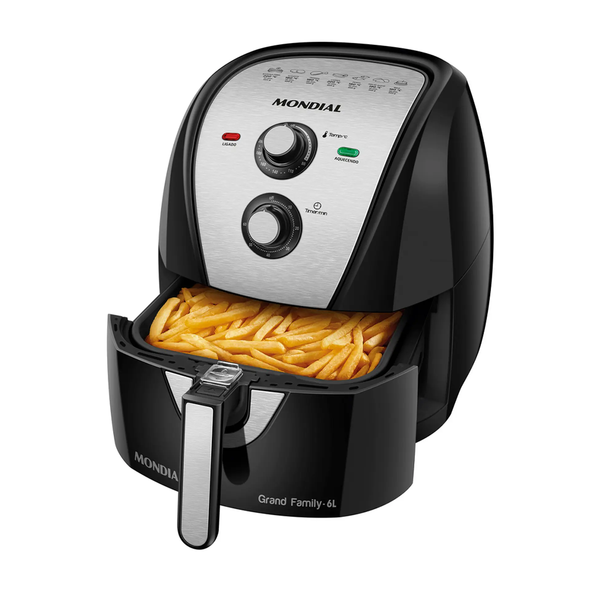 Fritadeira Elétrica Air Fryer Mondial AFN-60-BI 6L 1900W - Preto/Inox - 110 Volts