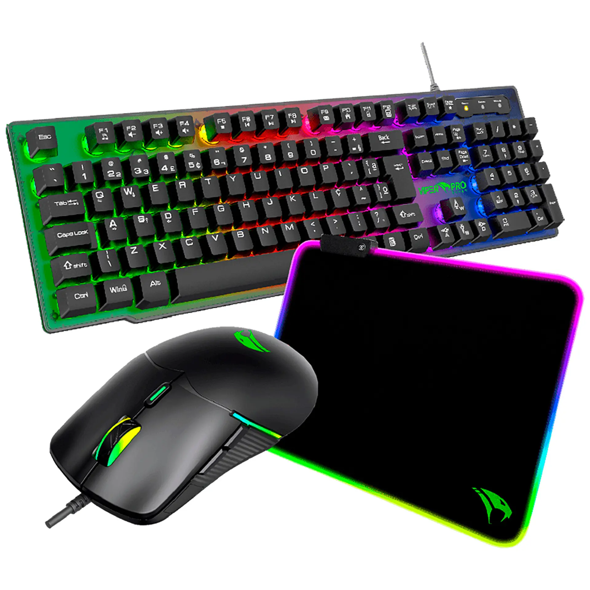Kit Teclado Mouse e Mousepad Gamer Naja Viper Pro - Preto - Bivolt