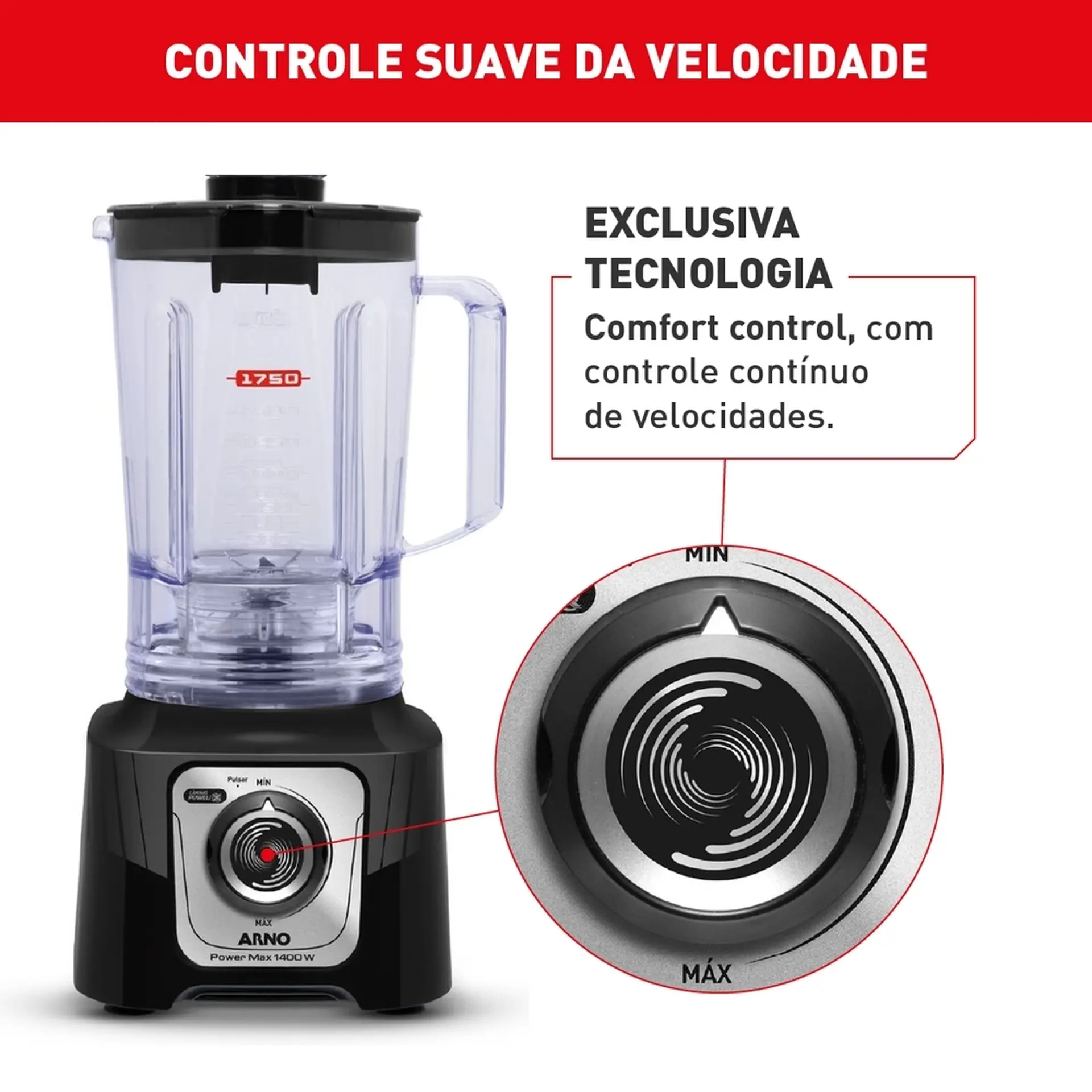 Liquidificador Arno PowerMax 1400W 15 Velocidades LN - Preto - 220 Volts