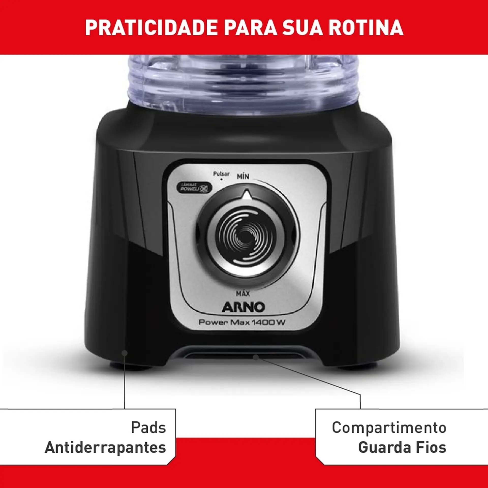 Liquidificador Arno PowerMax 1400W 15 Velocidades LN - Preto - 220 Volts