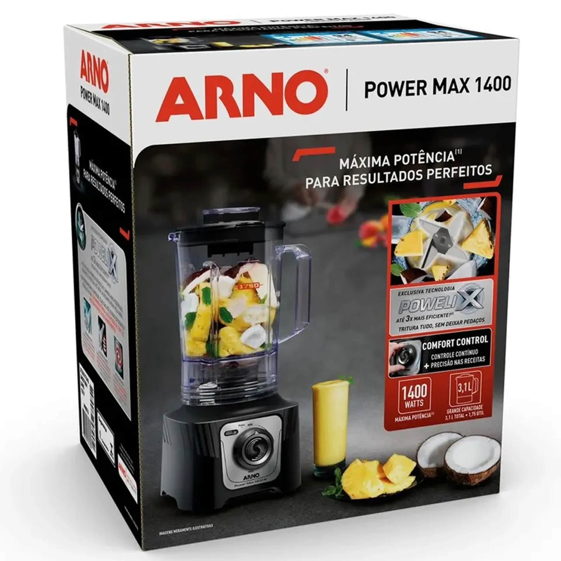 Liquidificador Arno PowerMax 1400W 15 Velocidades LN - Preto - 220 Volts
