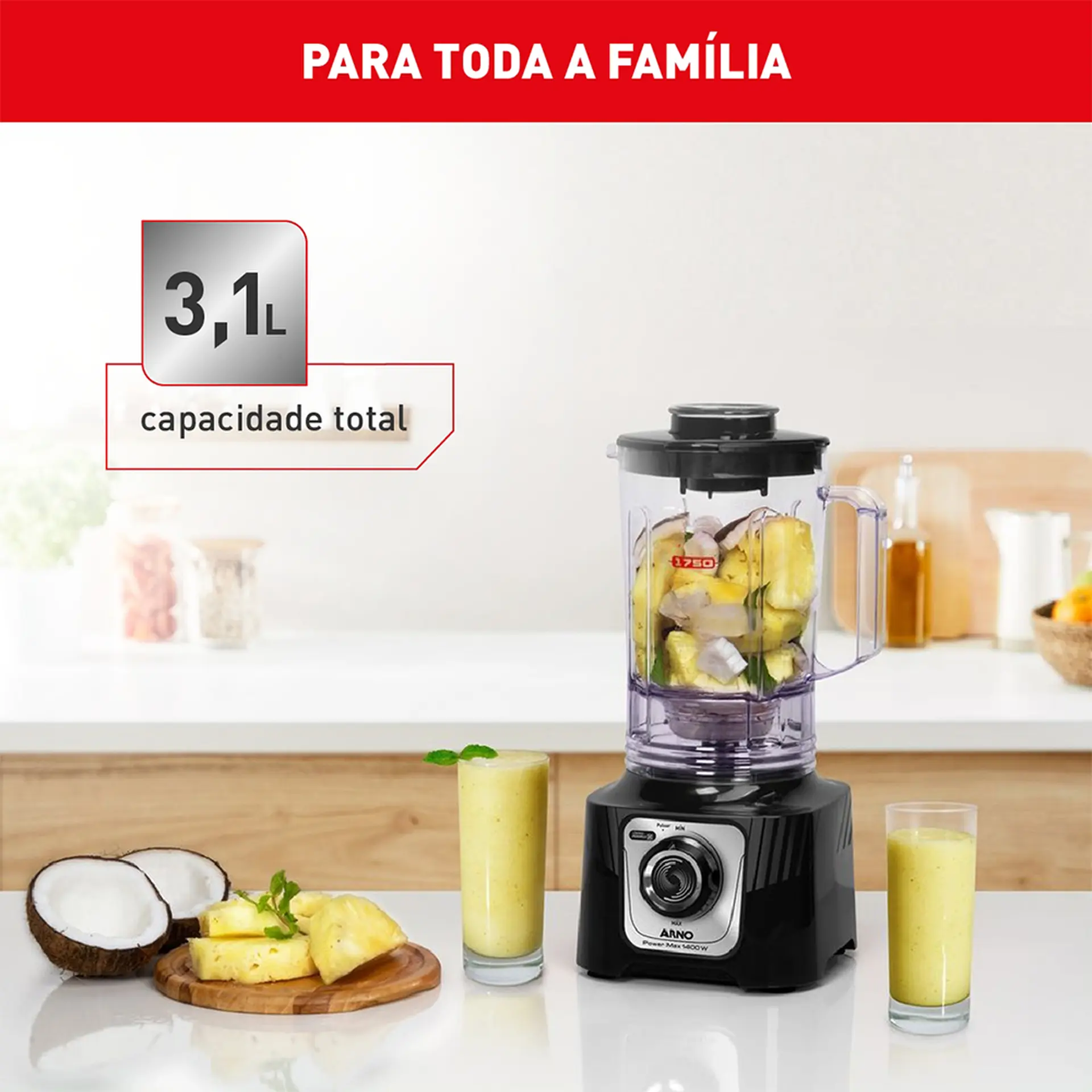 Liquidificador Arno PowerMax 1400W 15 Velocidades LN - Preto - 220 Volts