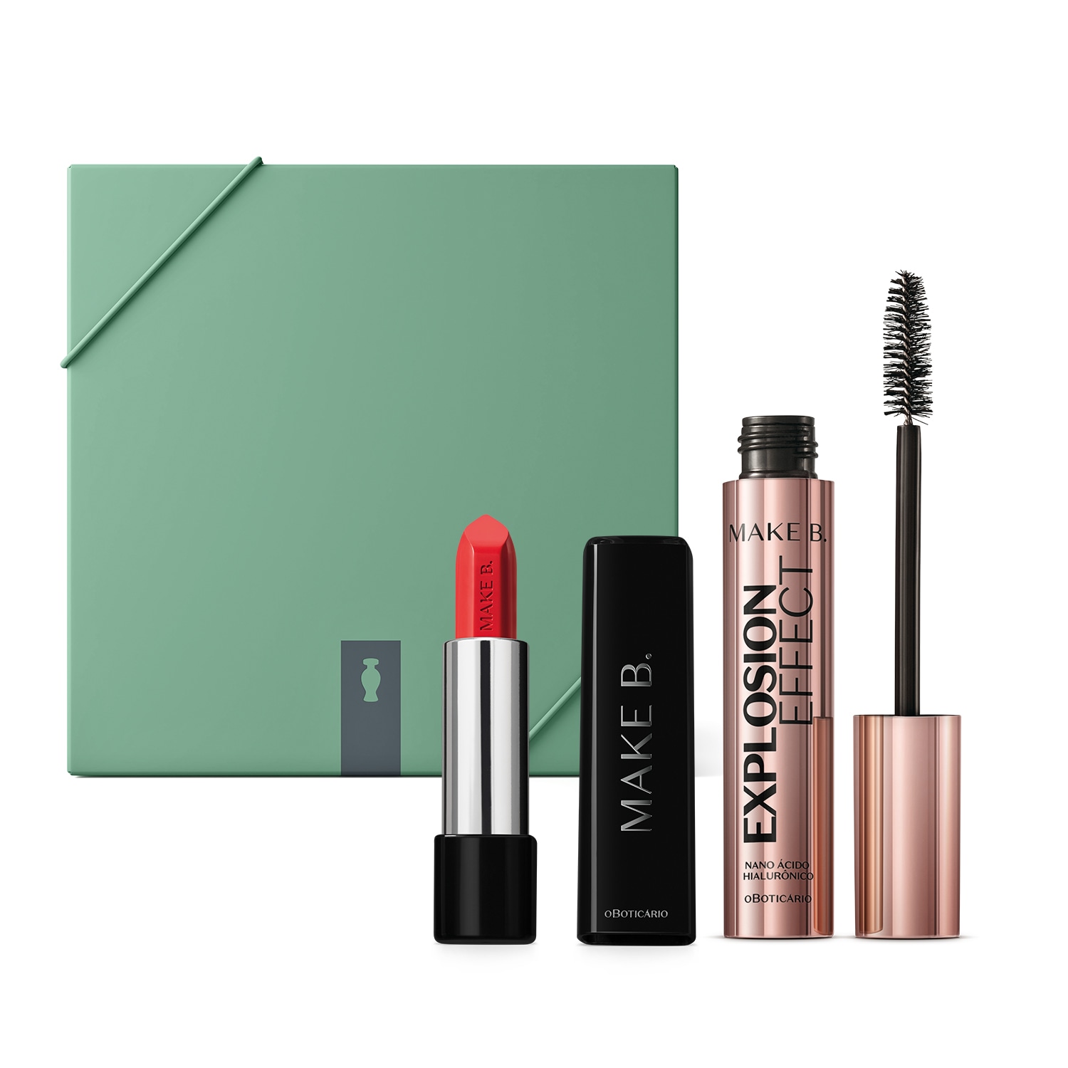 Combo Presente: Máscara de Cílios 10g + Batom Vermelho. 3,6g + Caixa Presenteável