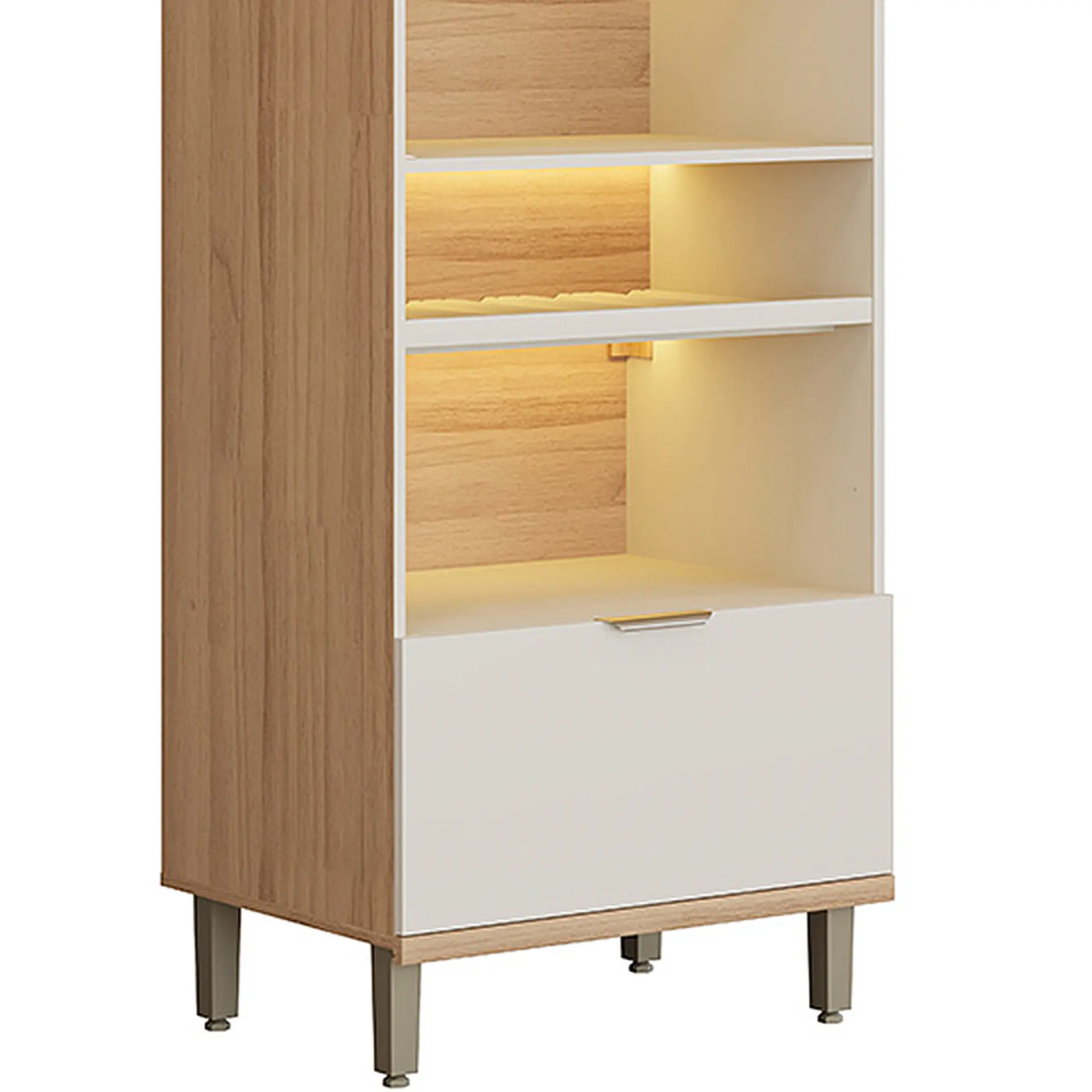 Cristaleira 2 Portas MDF e Vidro com LED Bless Linea Brasil - Jequitibá