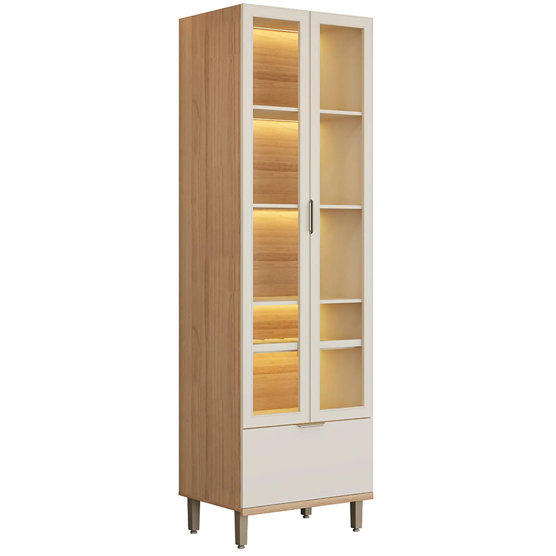 Cristaleira 2 Portas MDF e Vidro com LED Bless Linea Brasil - Jequitibá