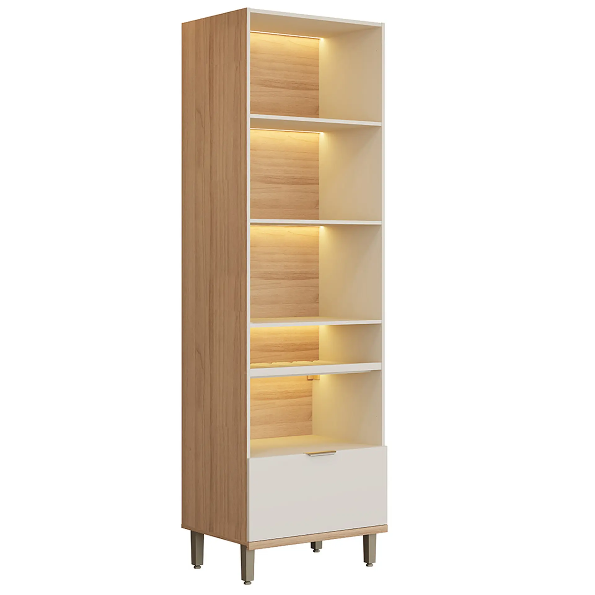 Cristaleira 2 Portas MDF e Vidro com LED Bless Linea Brasil - Jequitibá