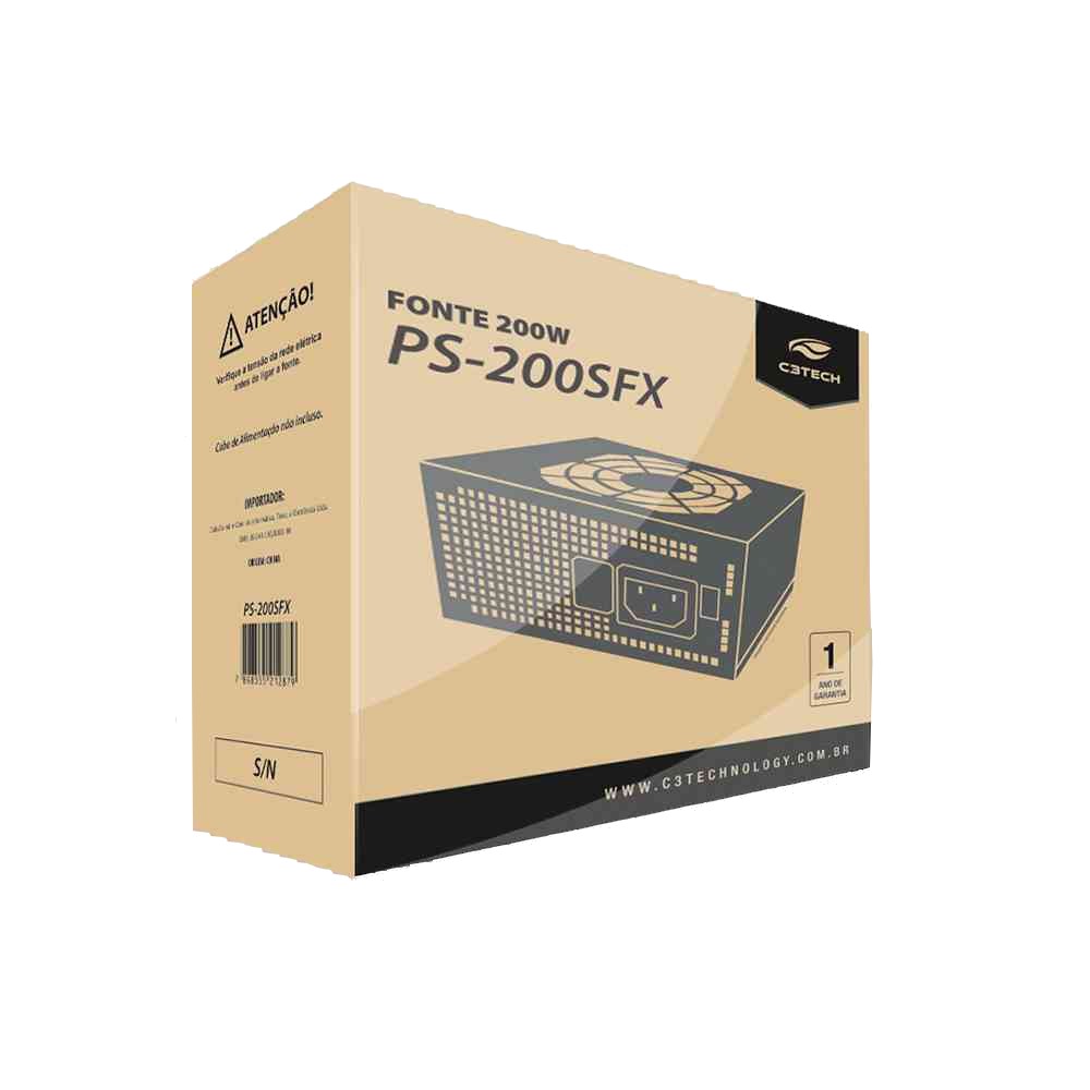 Fonte para Micro Computador Mini SFX 200W Real C3tech  PS200SFX sem Cabo de Força
