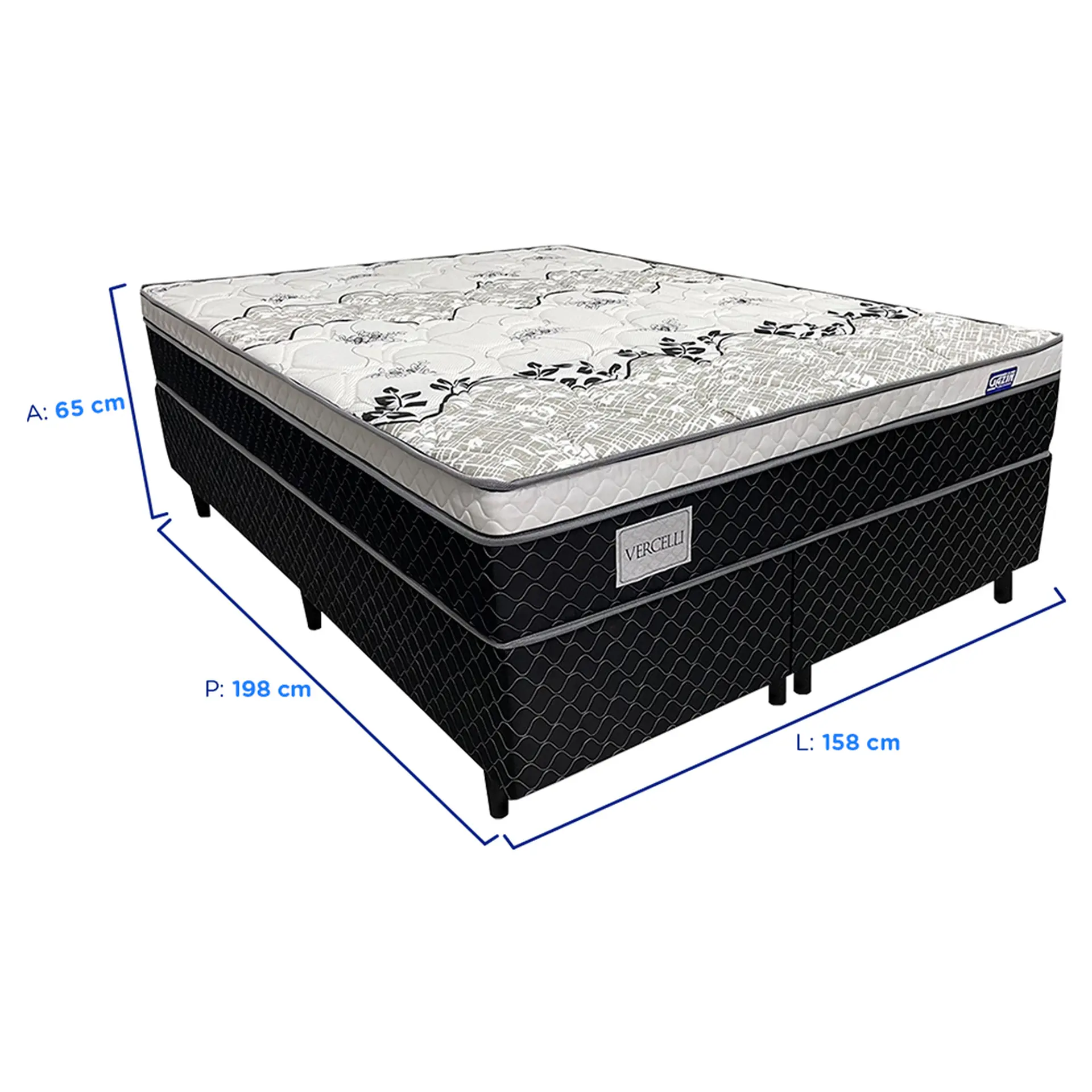 Colchão Cama Box Gazin Molas BlueWave Queen Size Vercelli 158x198