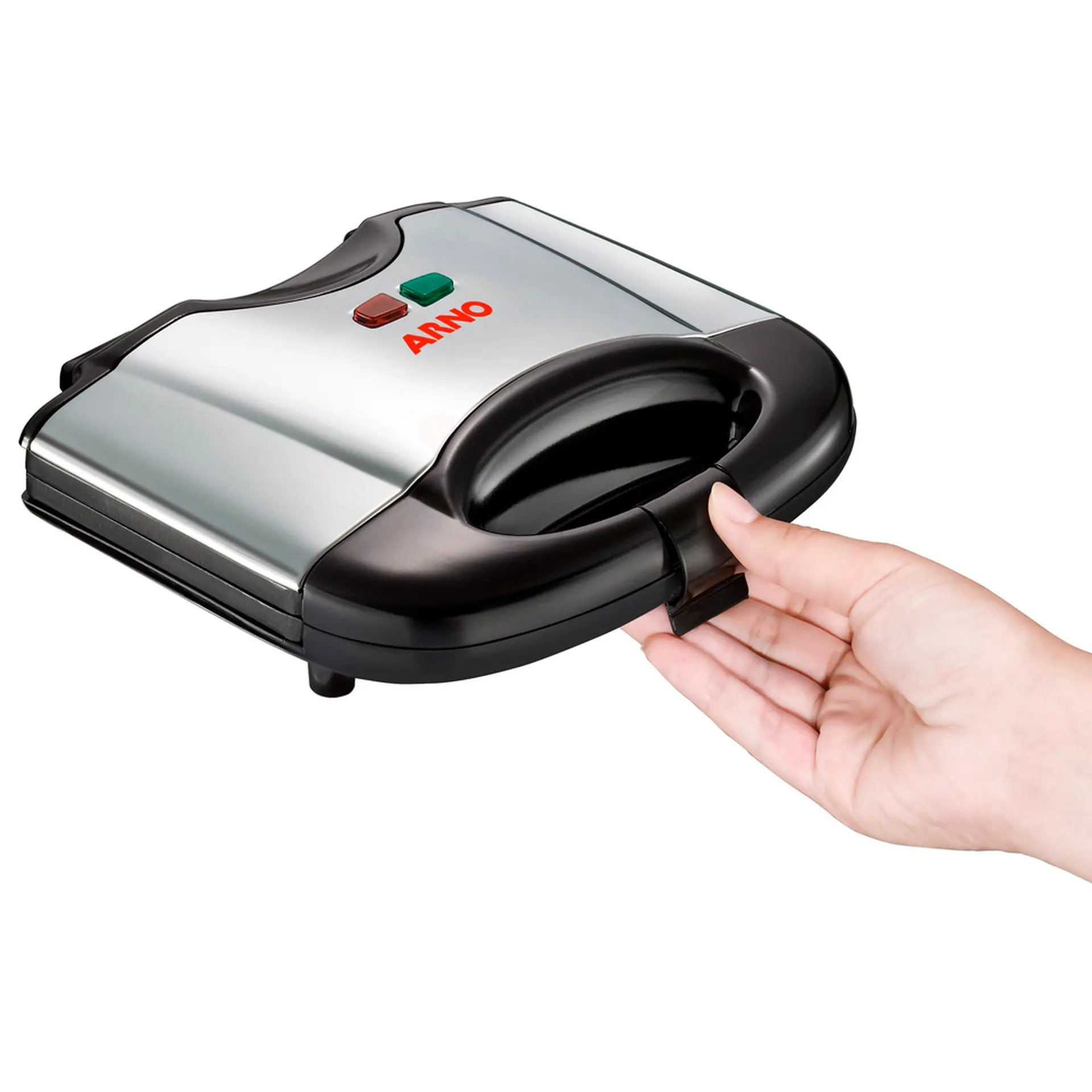 Sanduicheira Arno Compacta Antiaderente SACS 700W - Preto/Inox - 220 Volts