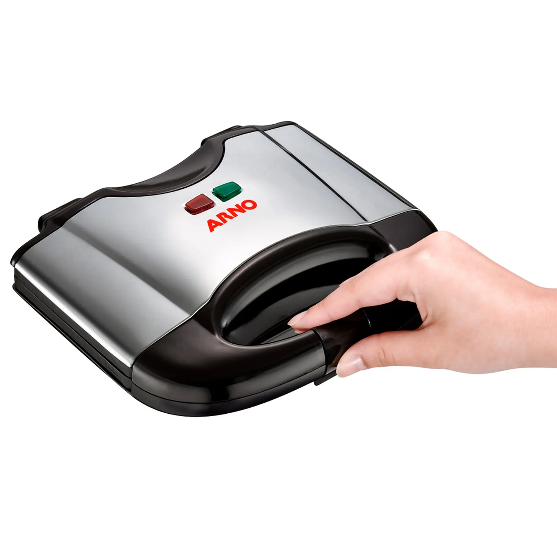 Sanduicheira Arno Compacta Antiaderente SACS 700W - Preto/Inox - 220 Volts