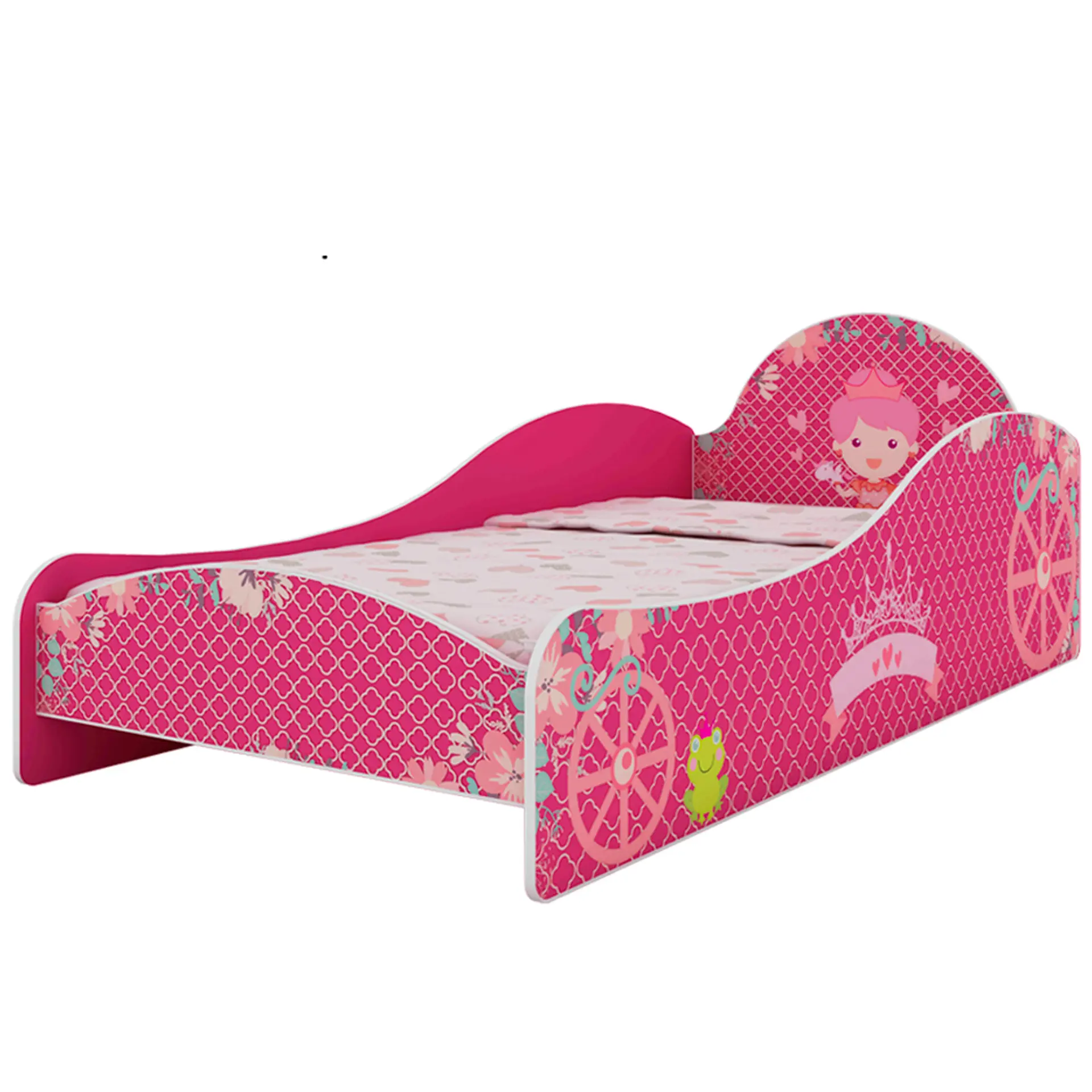 Mini-cama Montessoriana Infantil com Proteção Lateral Princesinha Gelius - Pink