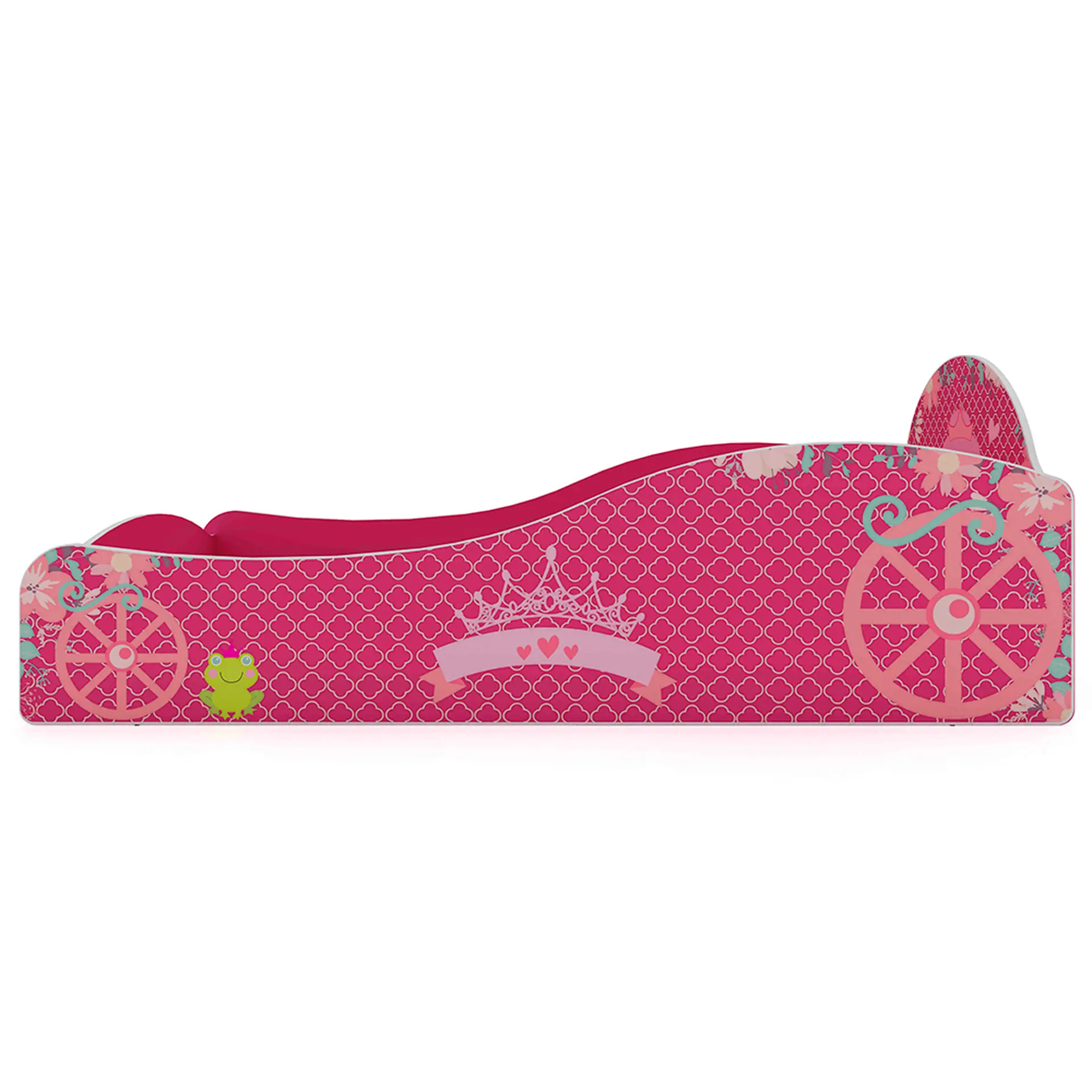 Mini-cama Montessoriana Infantil com Proteção Lateral Princesinha Gelius - Pink