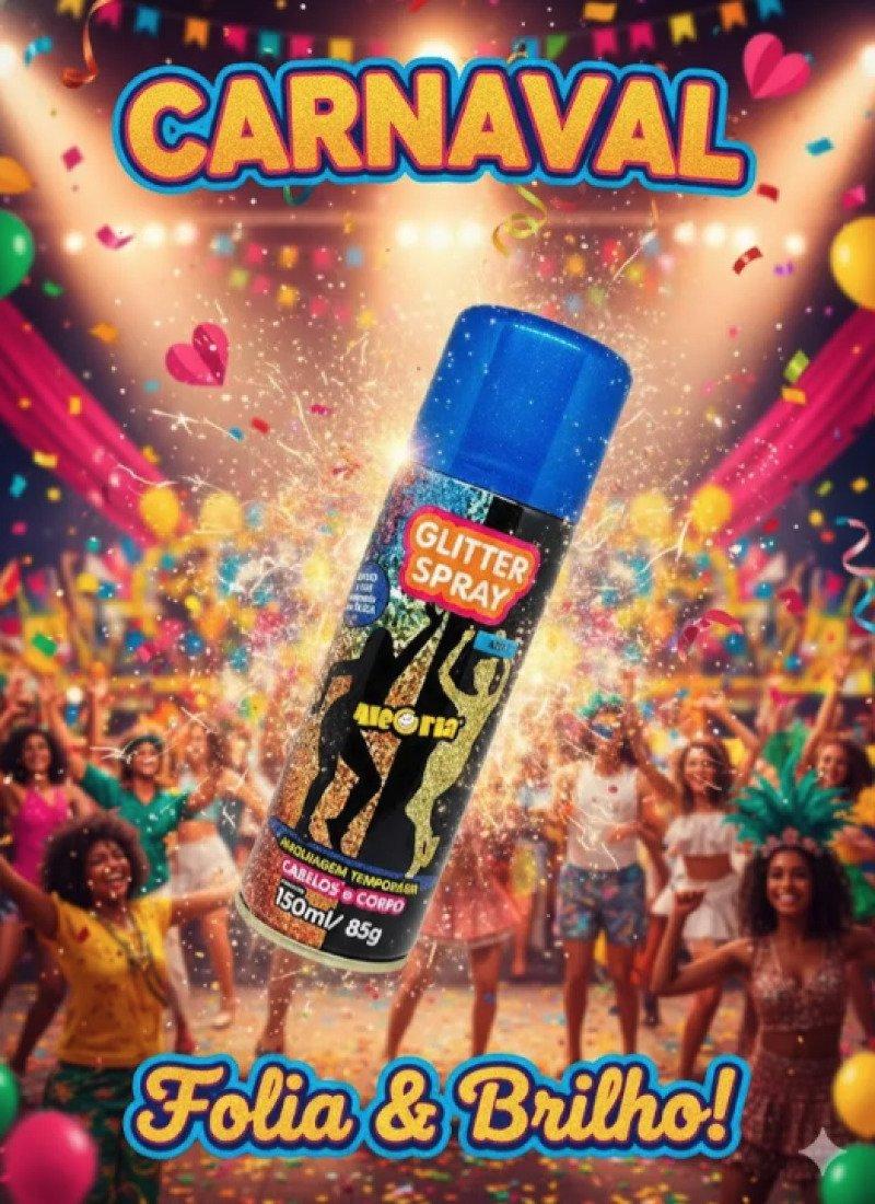 Glitter Spray Cabelo e Corporal 150 ml Da Alegria Carnaval Azul