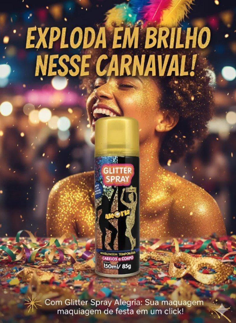 Glitter Spray Cabelo e Corporal 150 ml Da Alegria Carnaval Azul