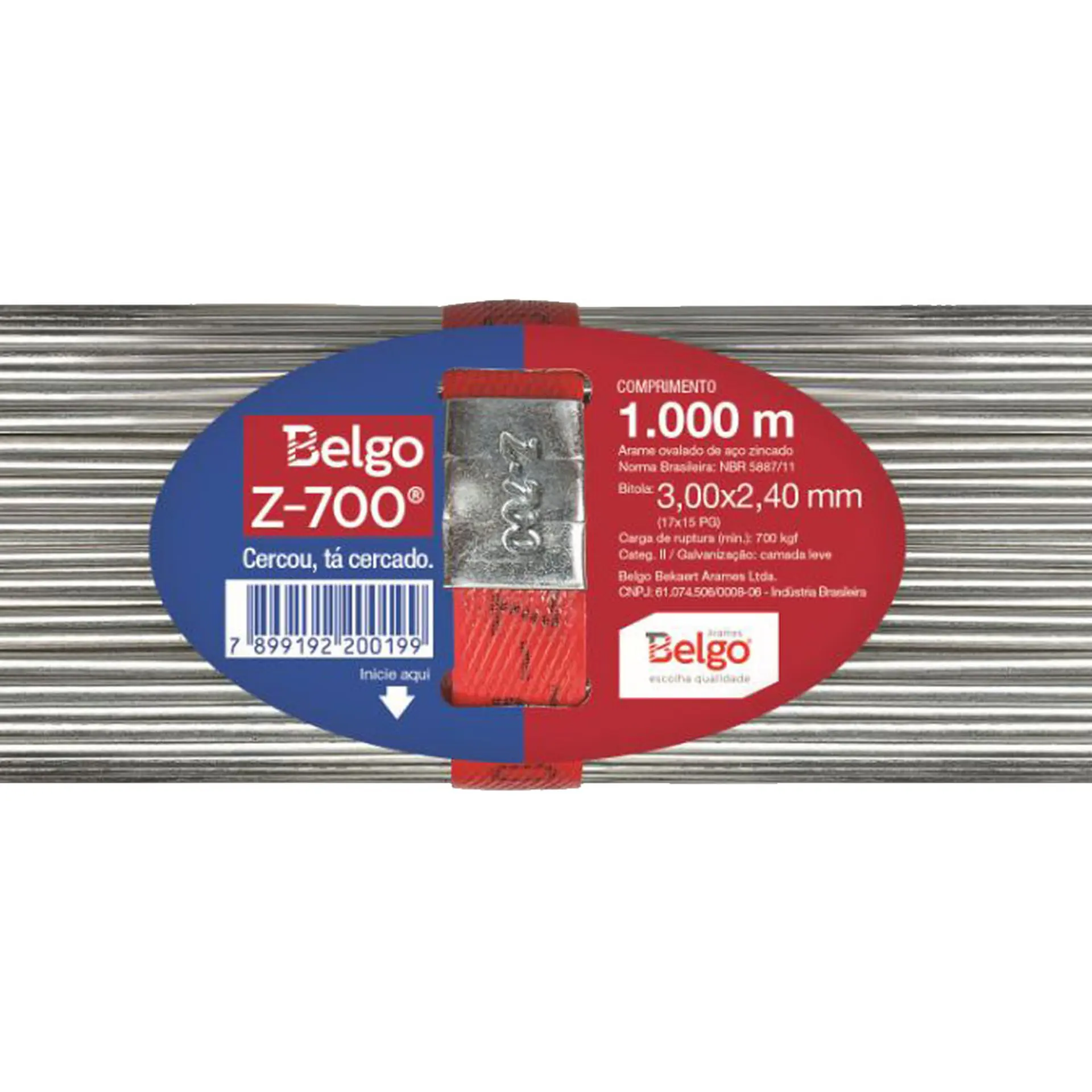 Arame Liso para Cerca de Aço Zincado Ovalado Belgo 1000m 15x17 Z-700