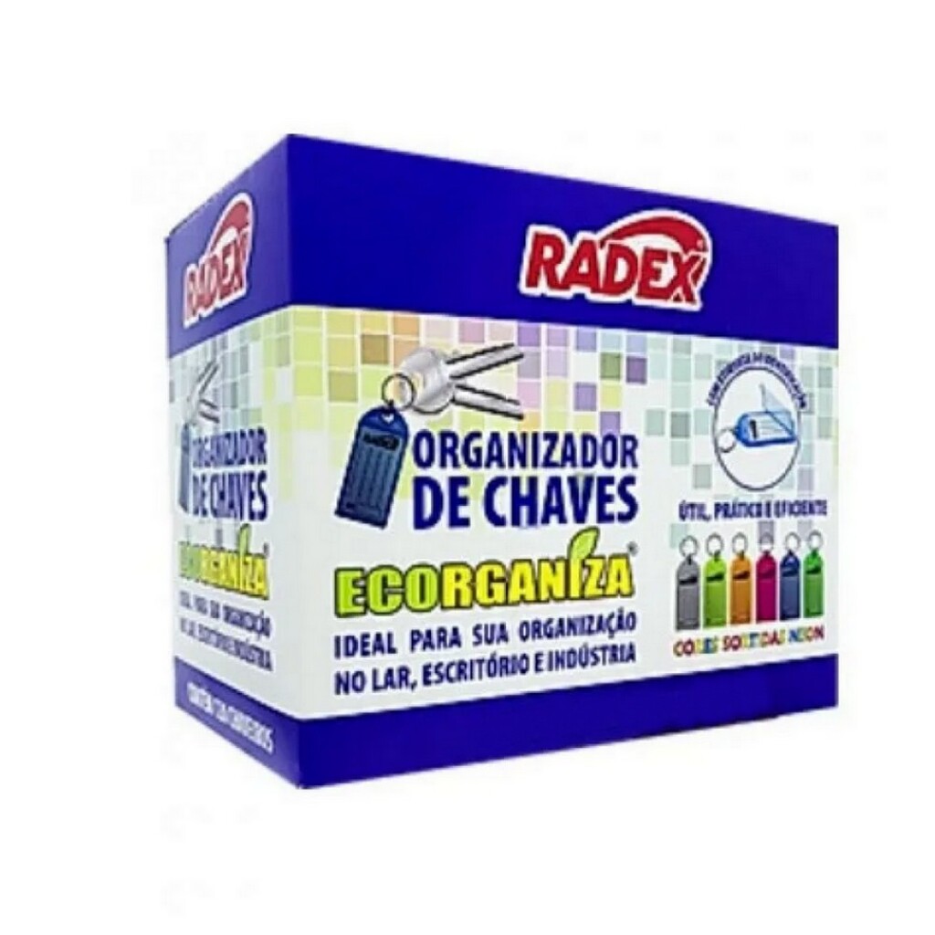 Organizador de Chaves Sortido Radex - Caixa com 24 Chaveiros - 135