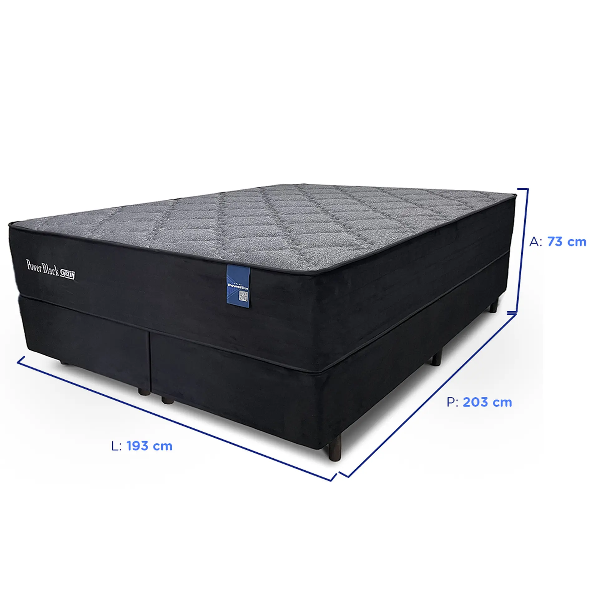 Colchão Cama Box Gazin Molas PowerBlue King Size Power Black 203x193 - Preto