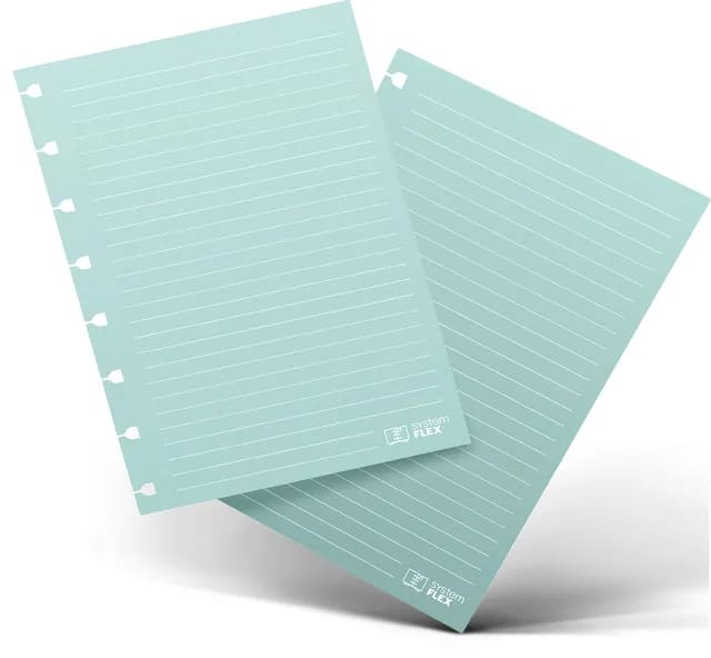 Refil Caderno Ótima System Flex Maxi 30 Folhas Pautado Verdes
