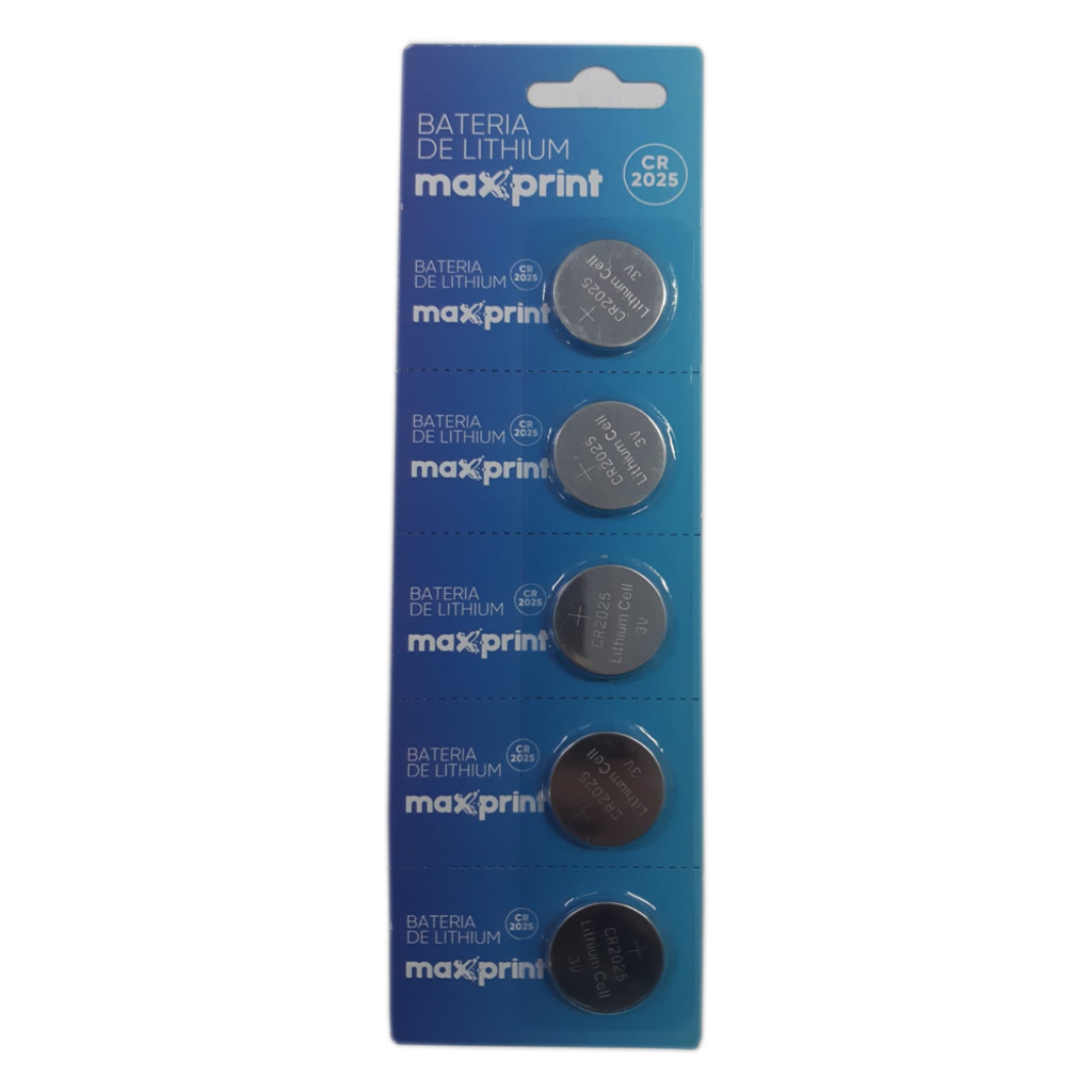Bateria CR2025 3,0 Volts Maxprint - Cartela com 5 Unidades - 758619