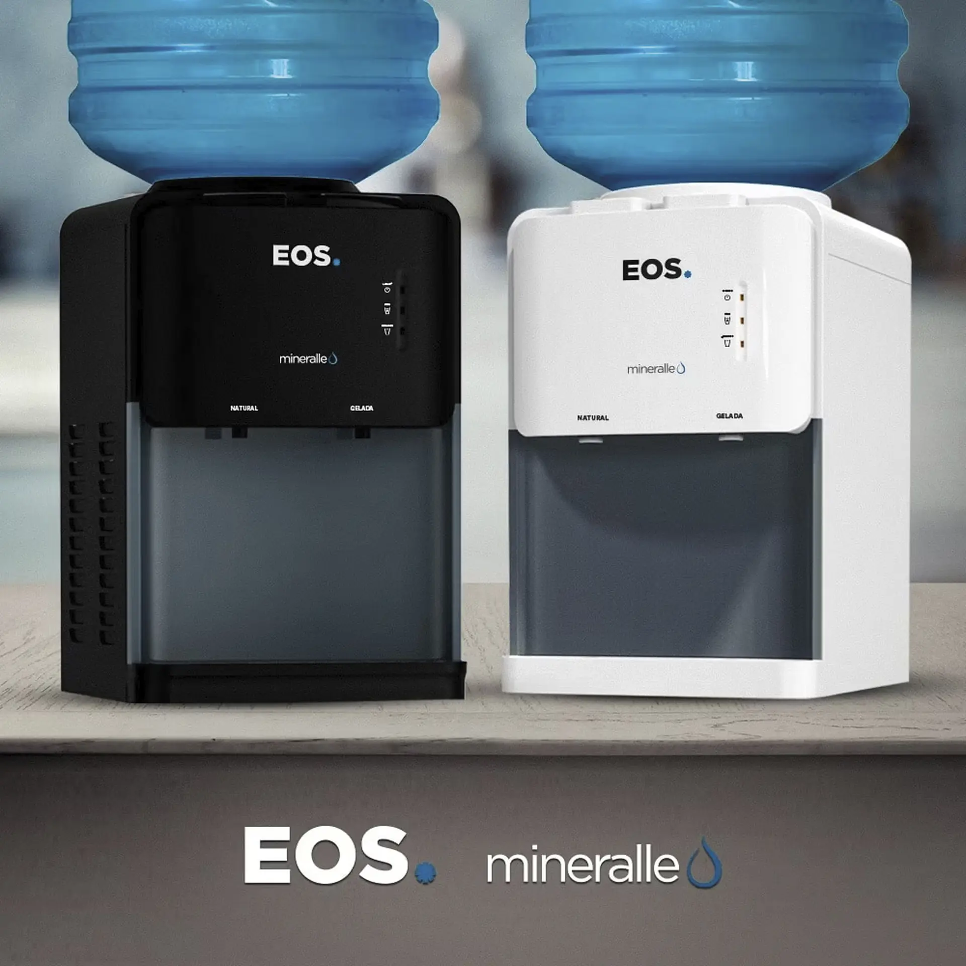 Bebedouro de Água de Mesa para Garrafão de 10 e 20L EOS Mineralle - Preto - 110 Volts