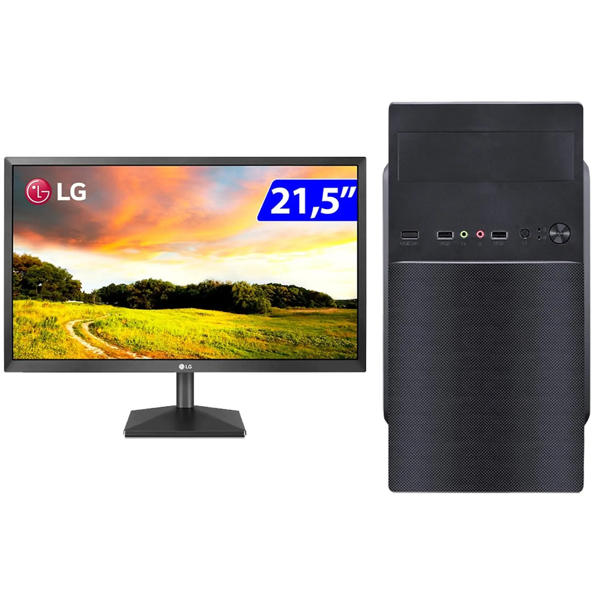 Computador Skul Home H100 4GB com Monitor LG LED 21,5" 22MK400H - Preto - Bivolt