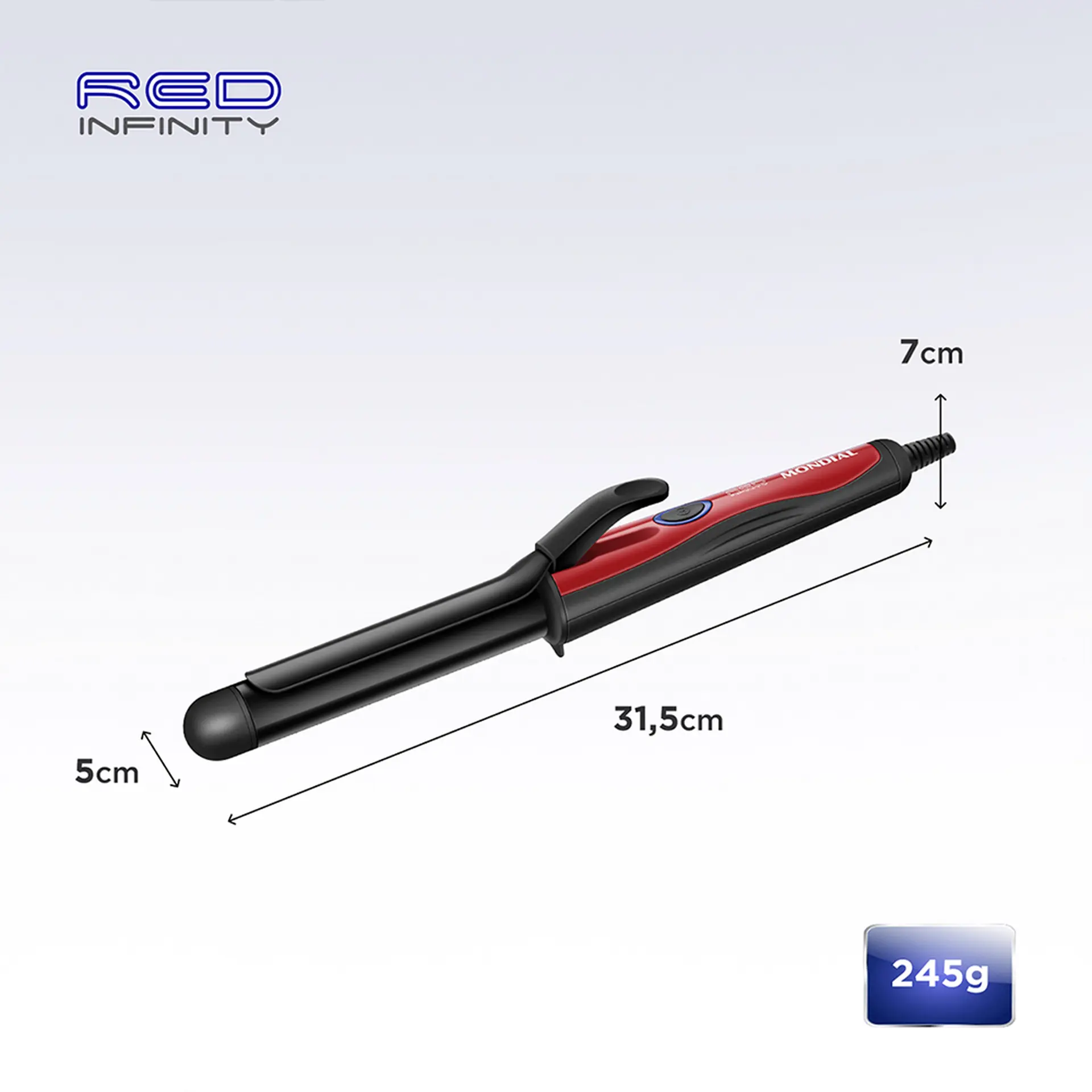 Modelador de Cachos Mondial Cerâmica Red Infinity EM-12 55W 210ºC - Preto/Vermelho - Bivolt