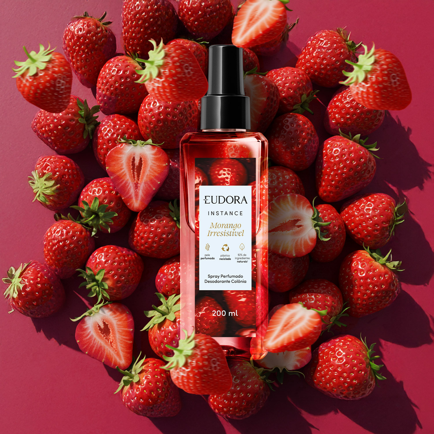 Spray Perfumado Desodorante Colônia Instance Morango Irresistível 200ml
