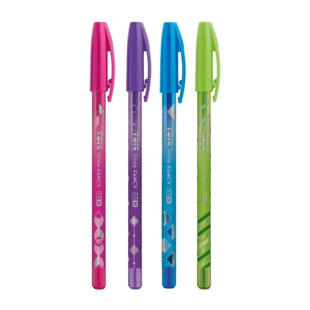 Caneta Esferográfica TRIS Slide 1.0mm Fancy Unidade Sortido