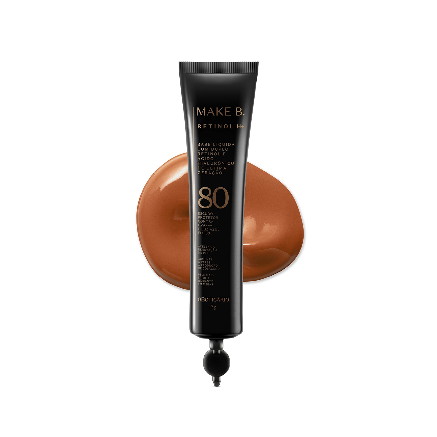 Refil Base Líquida Cor 60 com FPS 80 Make B. Retinol H+ 26g