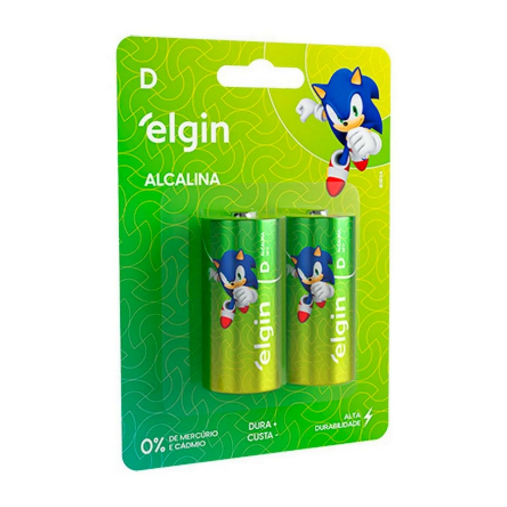 Pilha Alcalina Grande D Elgin - 82157 - Blister com 2 Pilhas