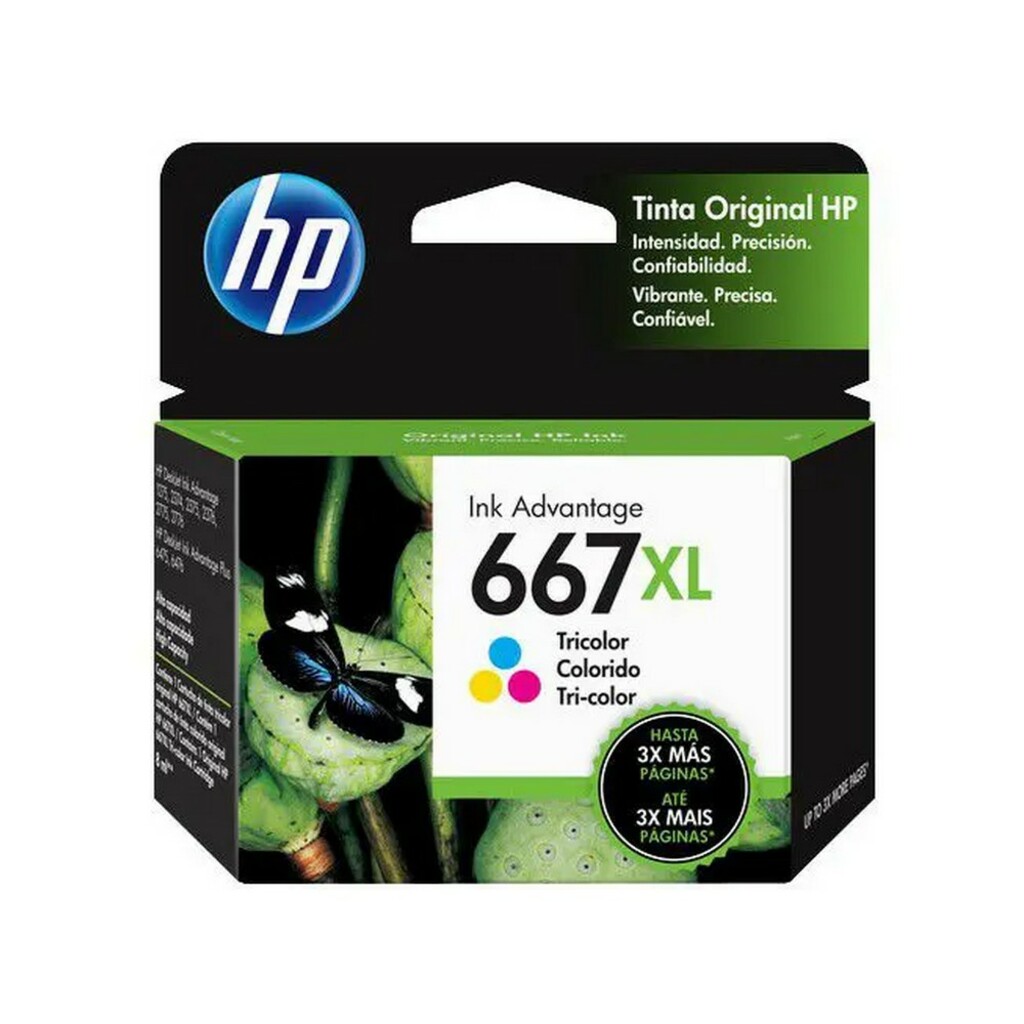 Cartucho de Tinta HP 667XL TriColor Original - 3YM80AL - 120 páginas para 1275, 2374, 2375, 2376, 2775, 2776, 6475, 6476