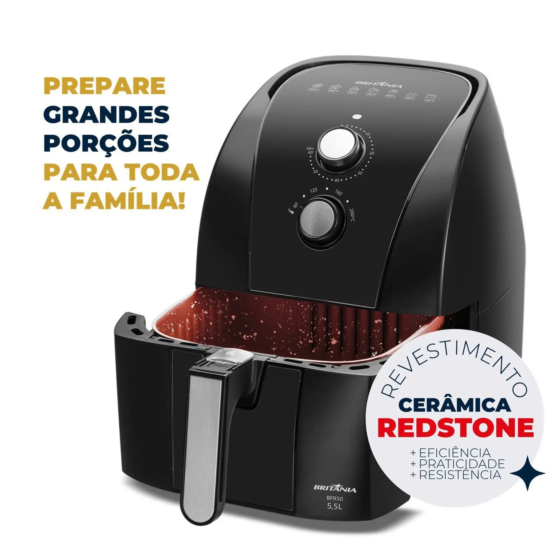 Fritadeira Elétrica Air Fryer Britânia BFR50 5,5L 1500W - 110 Volts