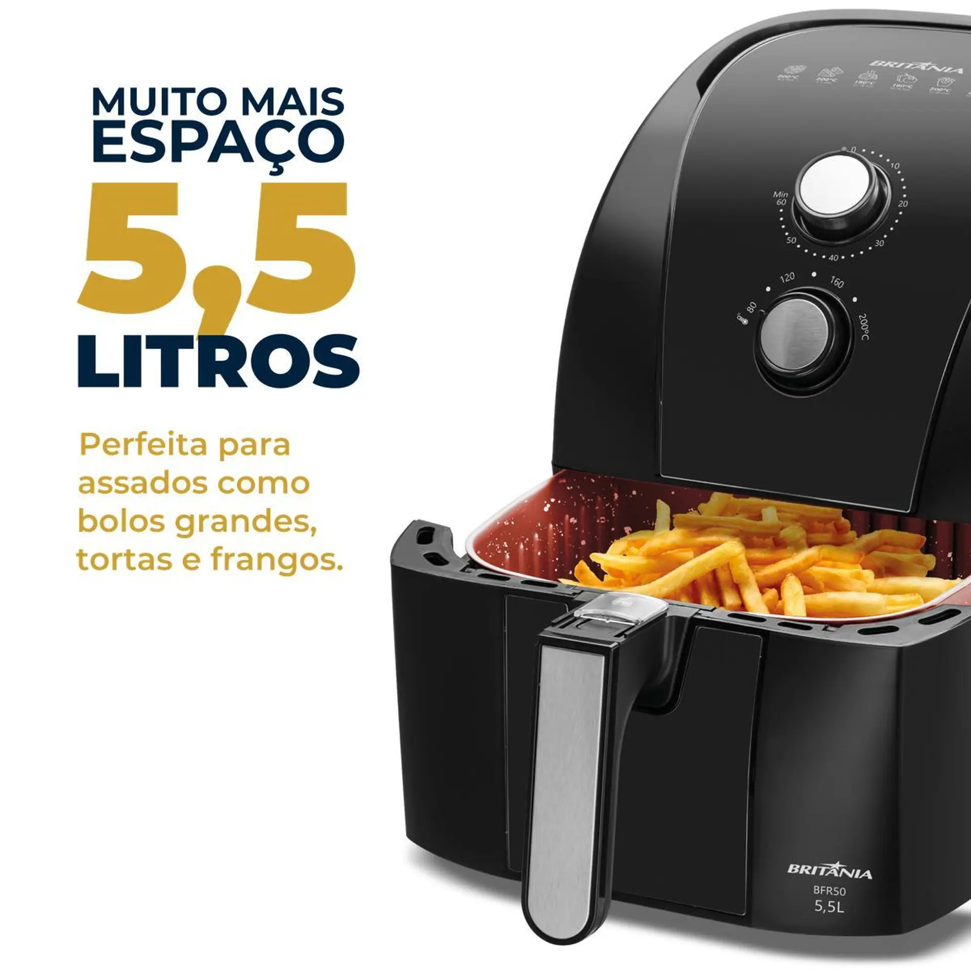 Fritadeira Elétrica Air Fryer Britânia BFR50 5,5L 1500W - 110 Volts