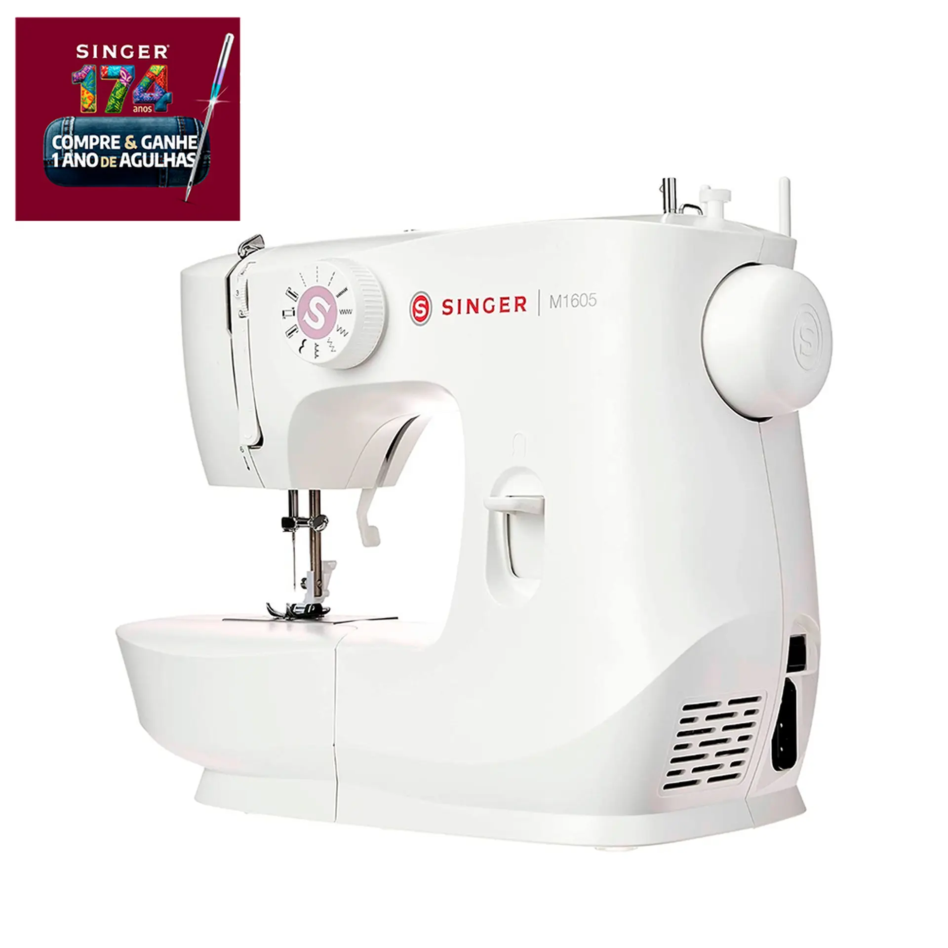 Máquina de Costura Singer M1605 6 Pontos Estrutura de Metal - Branco - 110 Volts