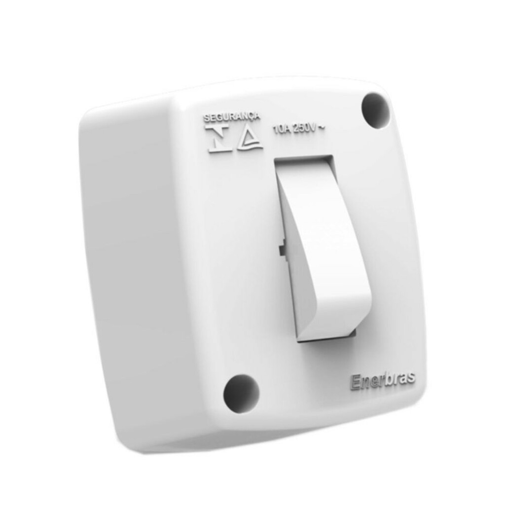 Tomada Interruptor Simples Retangular Branco Enerbras - 051-ESB