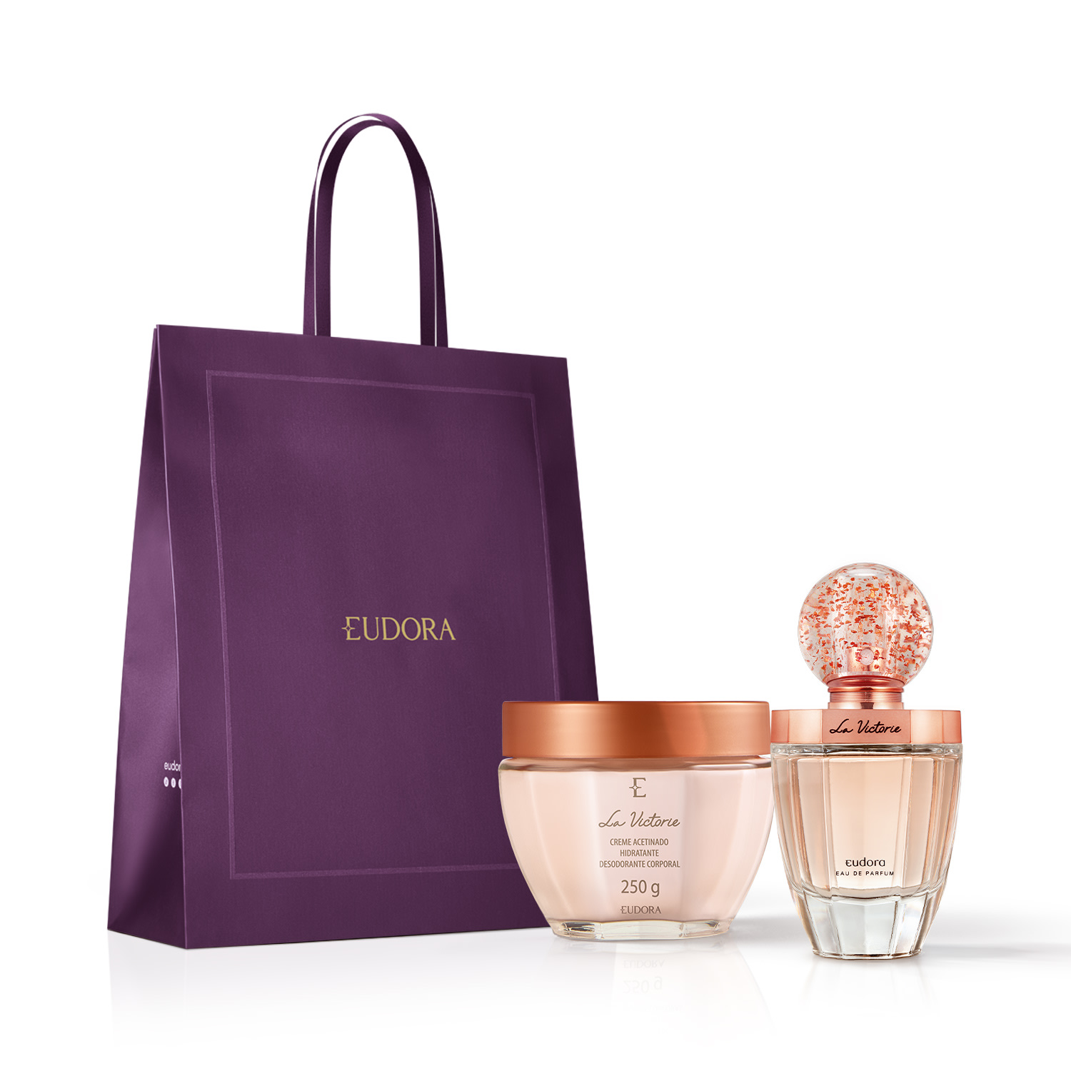 Combo Dia das Mães La Victorie: Eau de Parfum 75ml + Creme Acetinado Hidratante 250g + Sacola M
