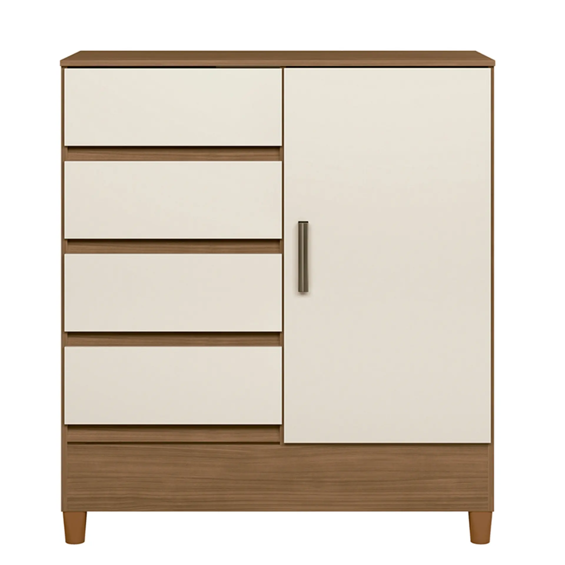 Cômoda 1 Porta Bater 4 Gavetas Fit 1.4 Santos Andirá - Jequitibá/Off