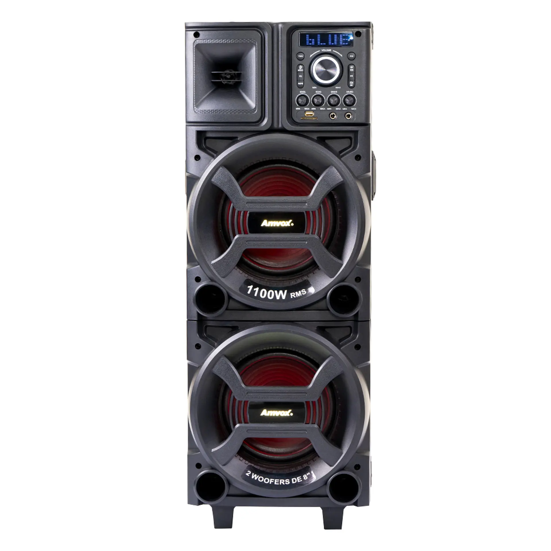Caixa de Som Amplificada Amvox ACA 1101 Led 1100W Bluetooth