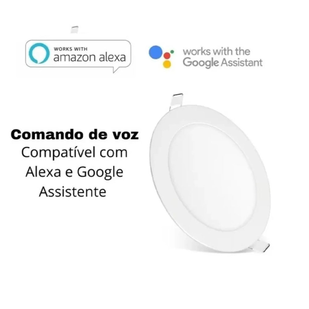 Luminária Plafon 18W LED Smart Wi-Fi Redonda 220x15mm de Embutir Bivolt Elgin - 48D18WERWIFI - Compativel com Alexa e Google Home